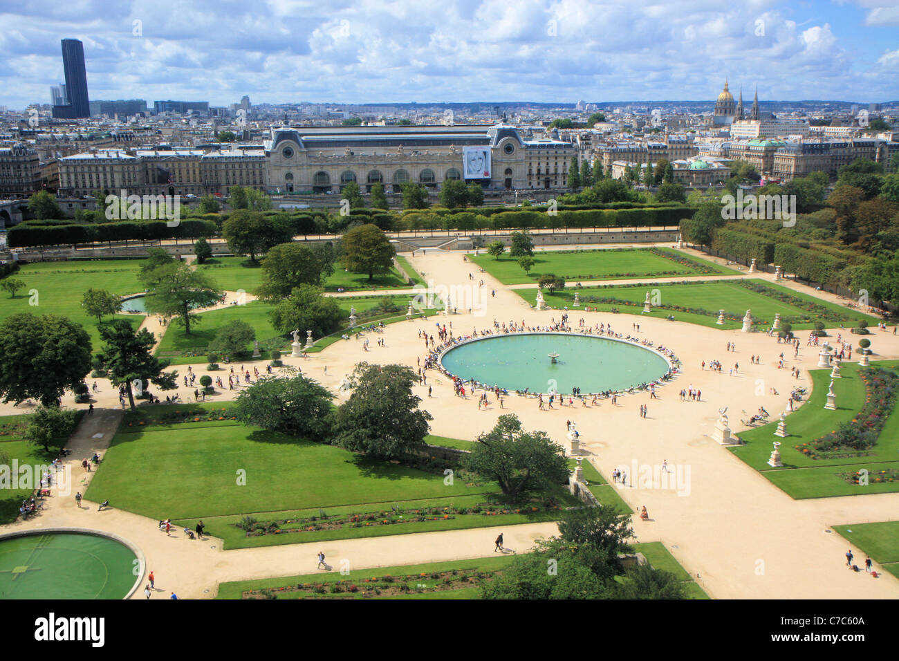 Aerial view of Jardin des Tuileries from the great wheel, Paris, France Stock Photo