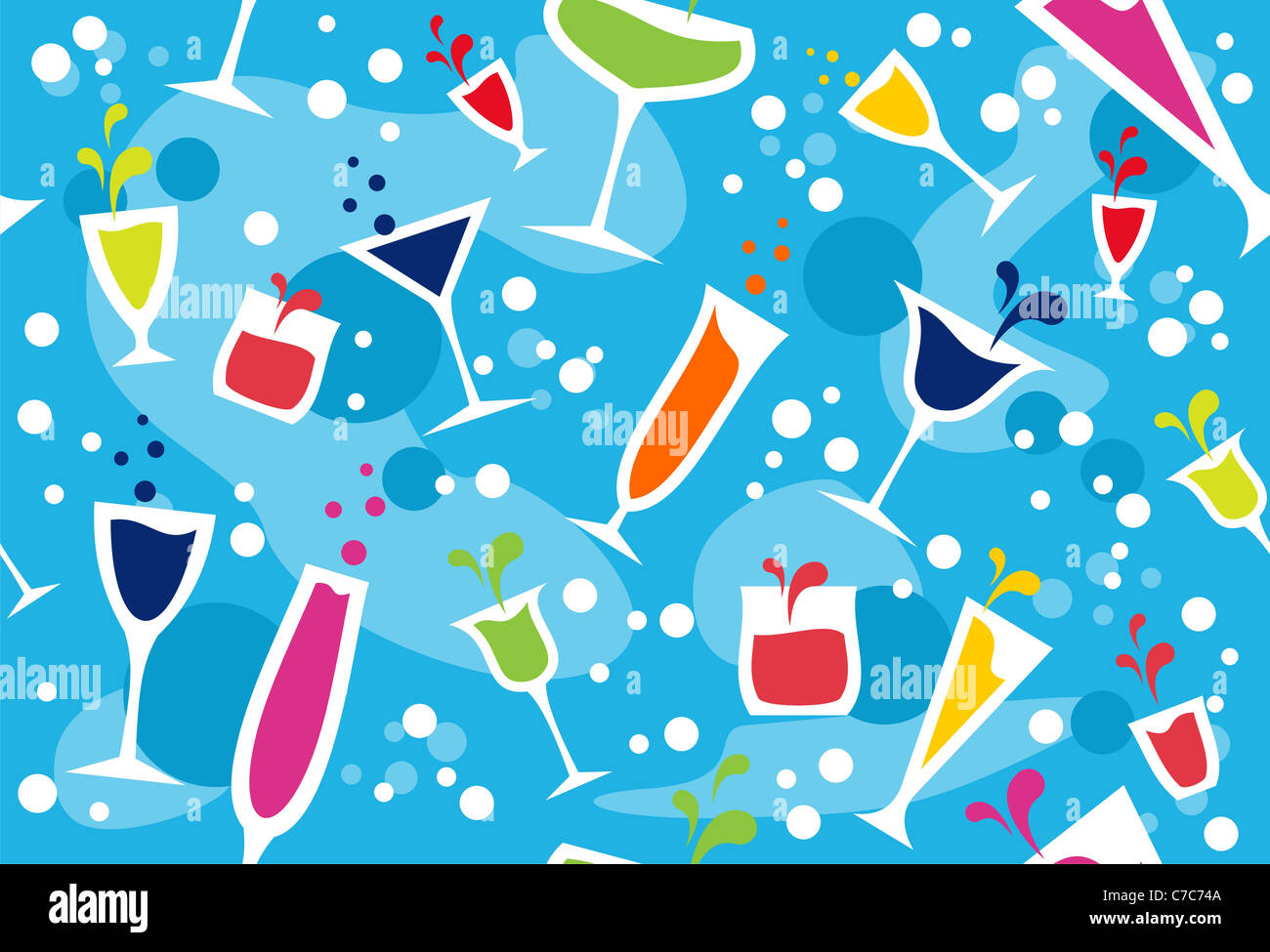 Colourful cups wallpaper on light blue background Stock Photo - Alamy
