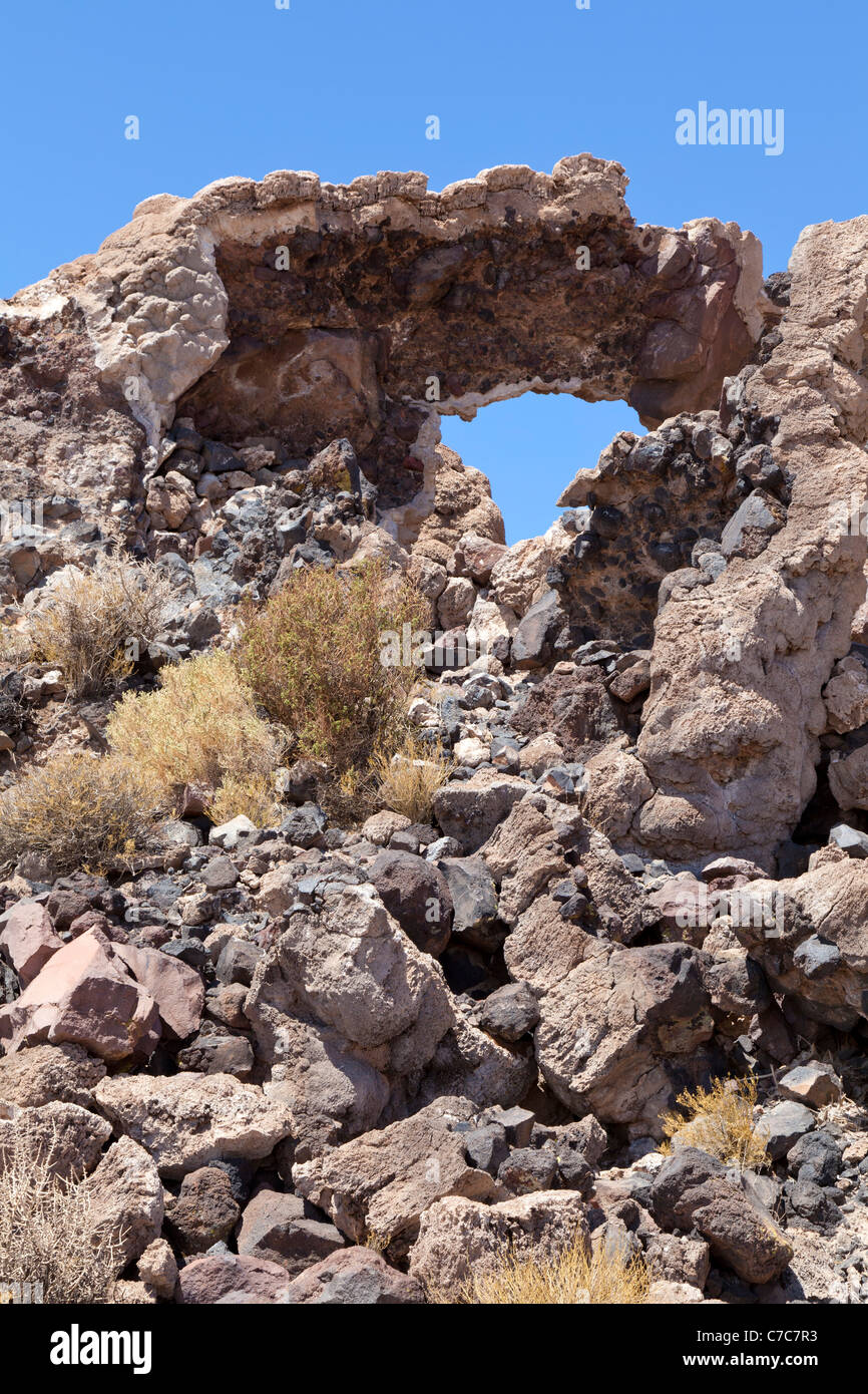 Lava arch at Isla Incahuasi, Salar de Uyuni, Bolivia Stock Photo