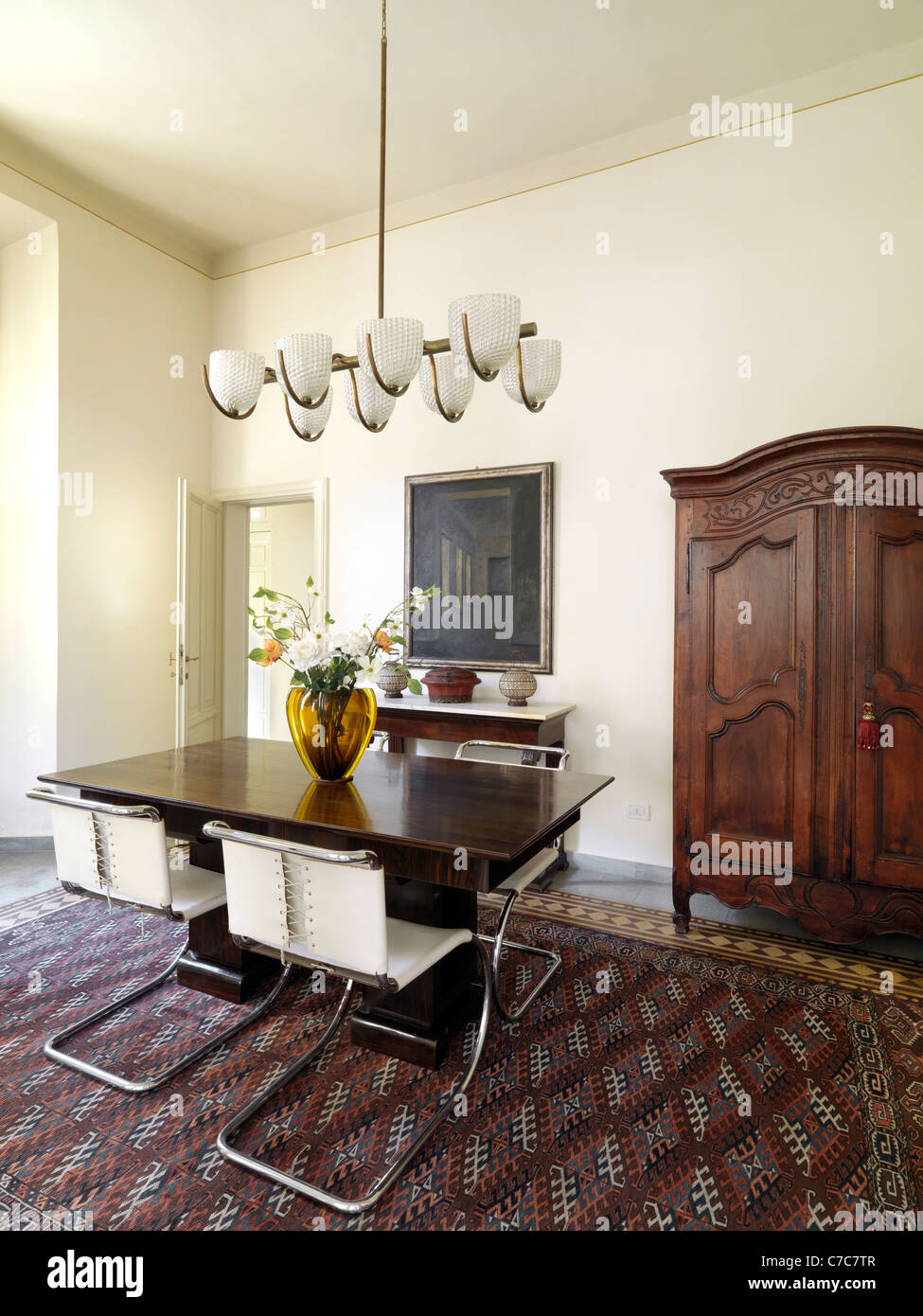 ancient furniture in the dining room Stock Photo Alamy