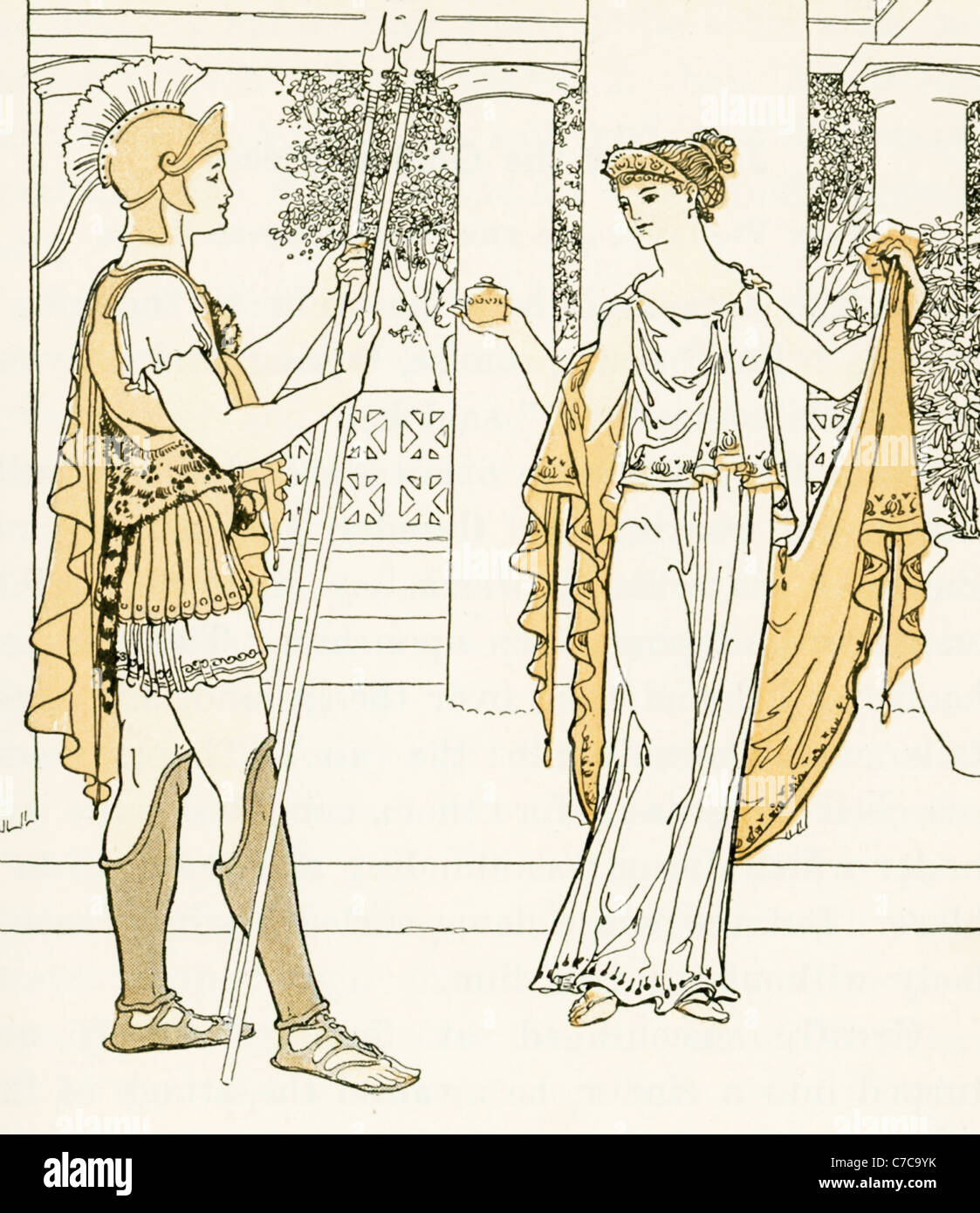 With the aid of Medea, the daughter of Aeetes, the king of Colchis, Jason snatched the Golden Fleece. Stock Photo