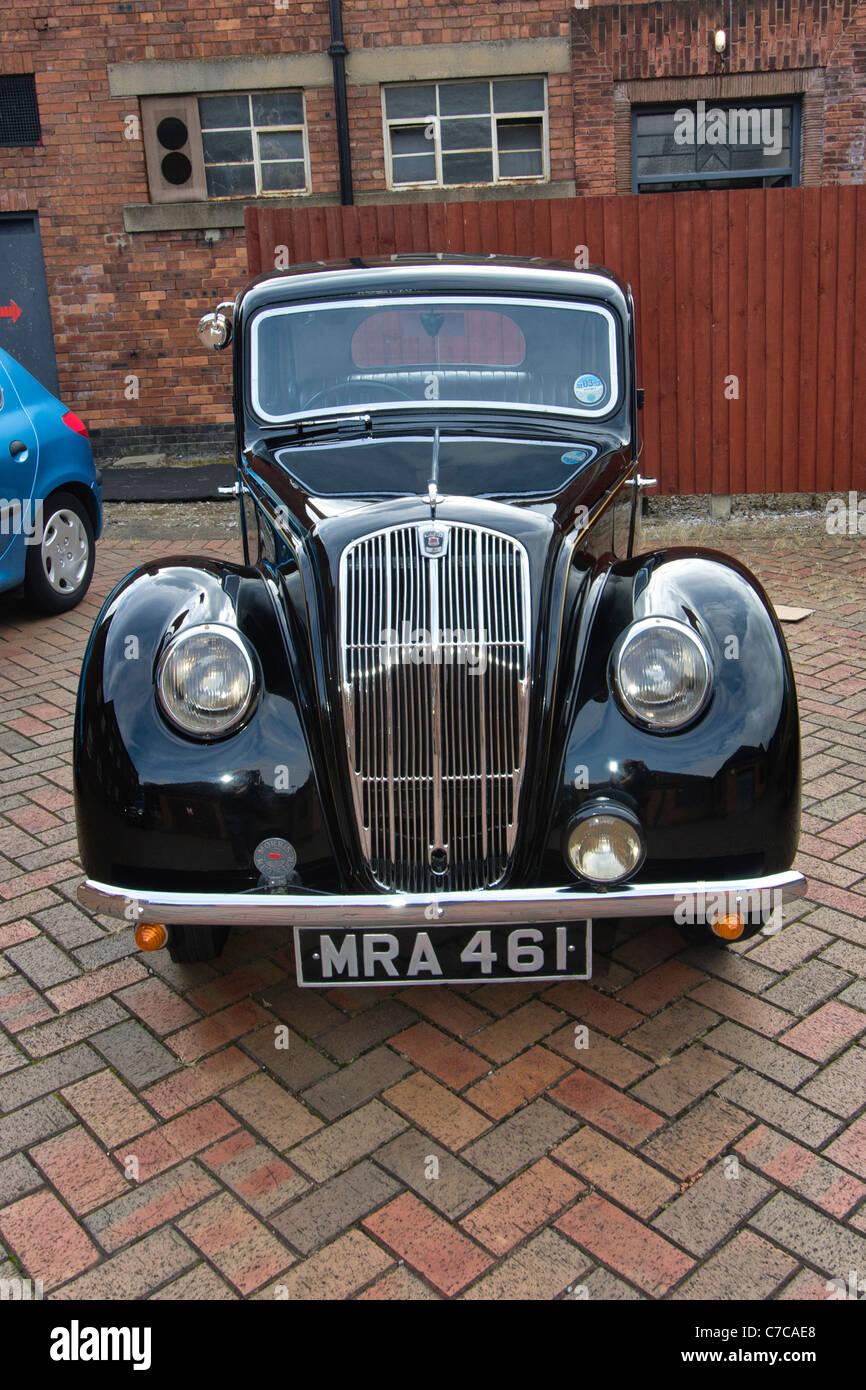 Vintage Morris 8 car head on view. Stock Photo