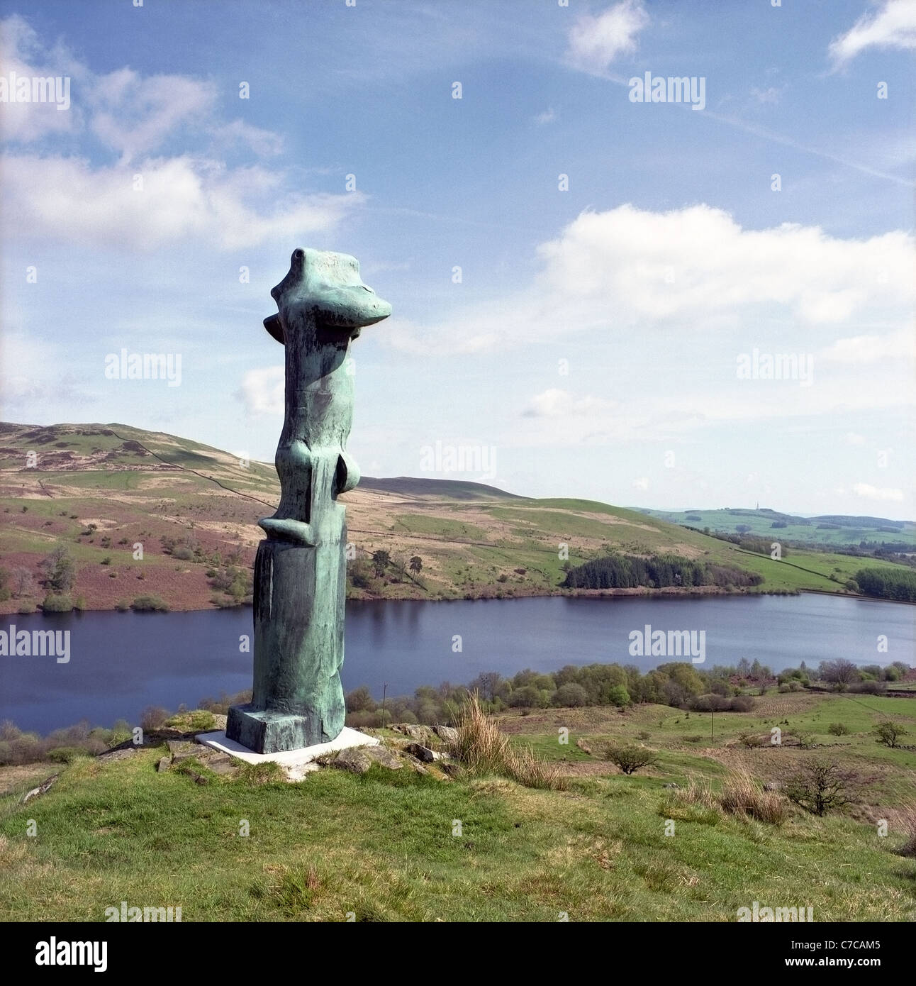 'The Crucifix' Sculpture by Henry Moore above Glenkiln Reservoir & Sculpture Park, Dumfries and Galloway, Scotland Stock Photo