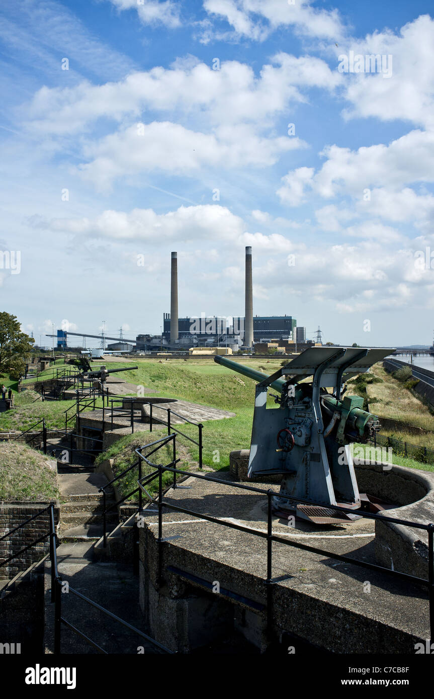 The QF Battery at Tilbury Fort in Essex Stock Photo