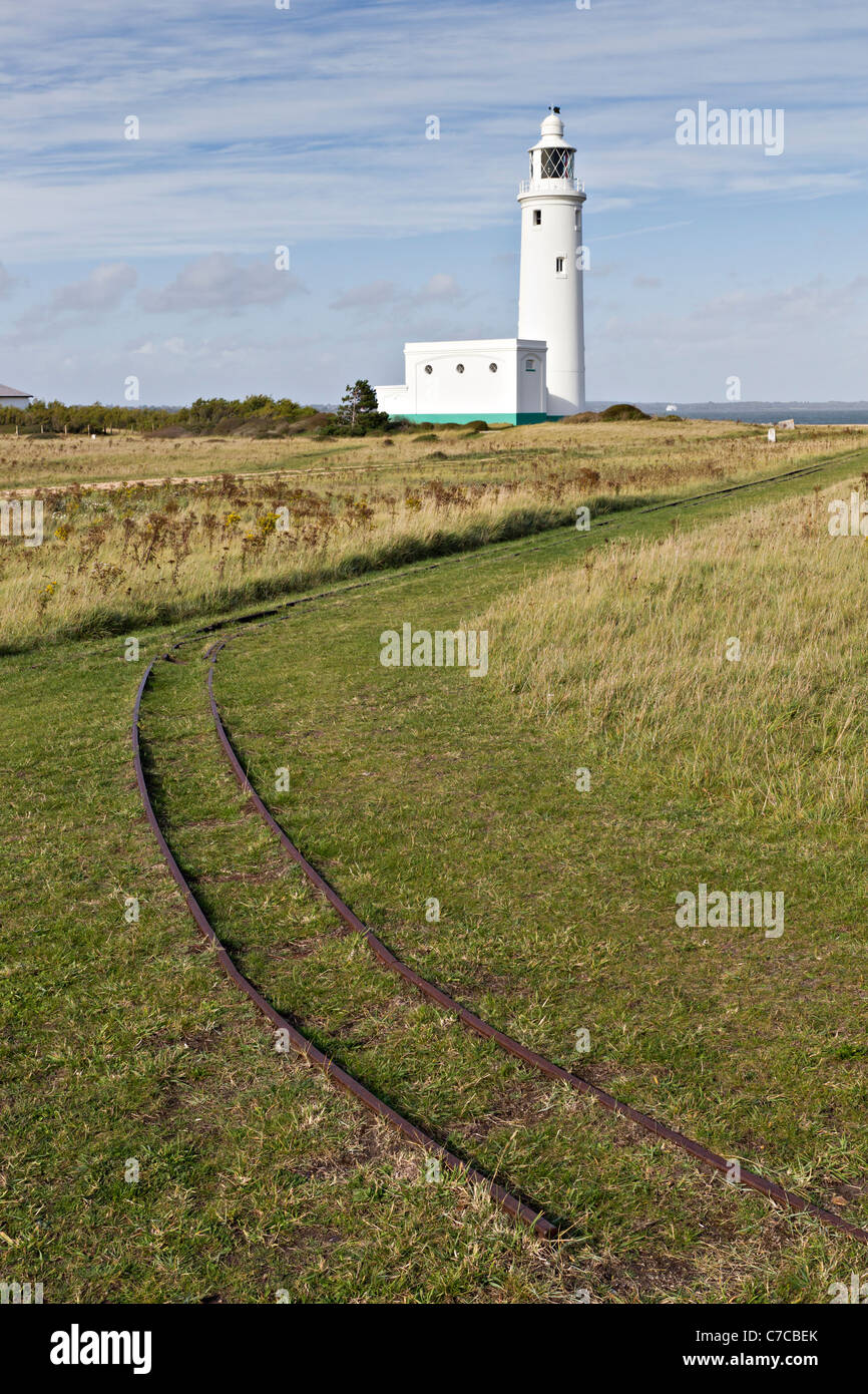 Disused small gauge gage rail tracks leading to Hurst Point Lighthouse ...