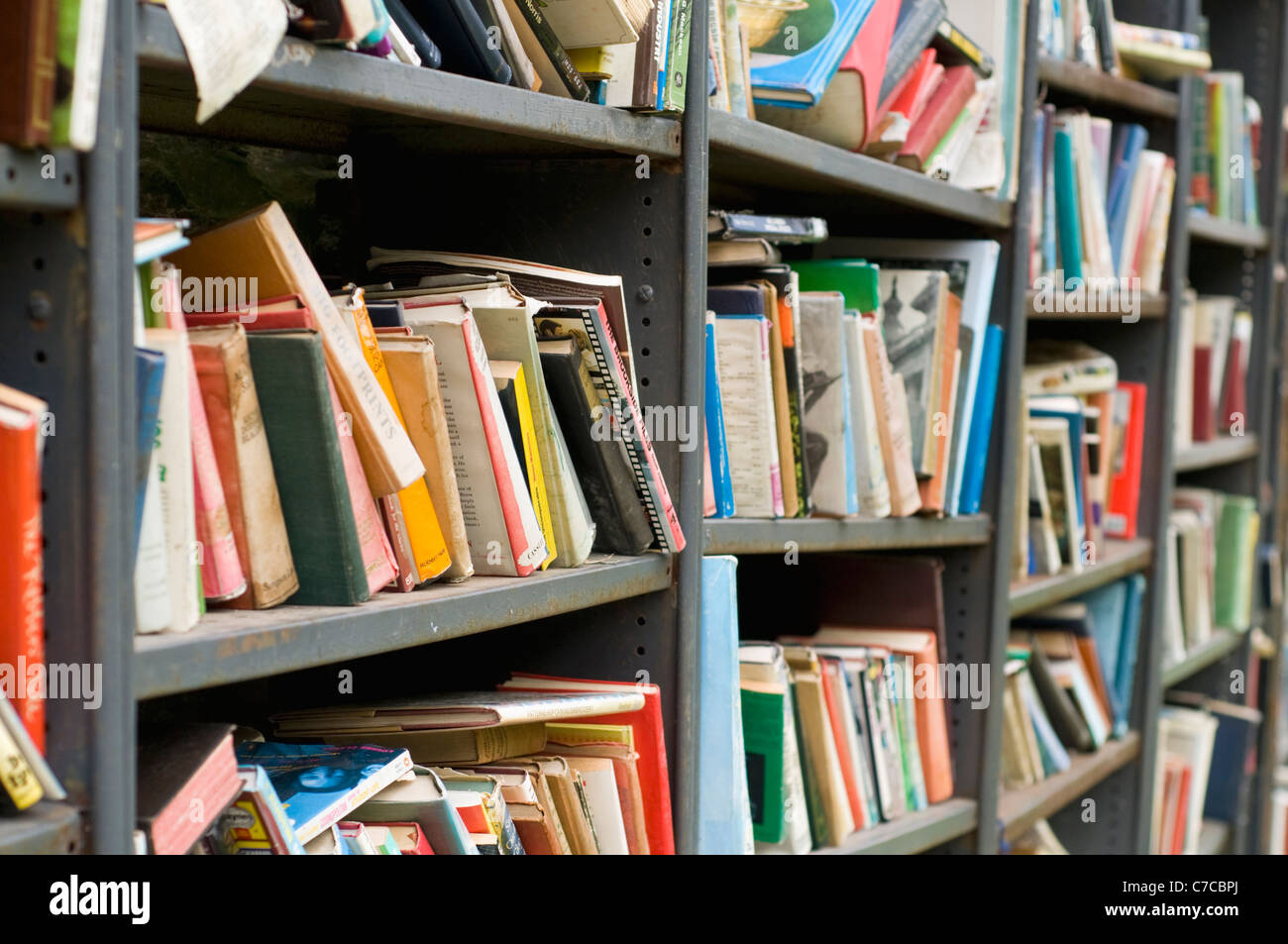 Shelves full of second hand books on sale at a shop in HayonWye