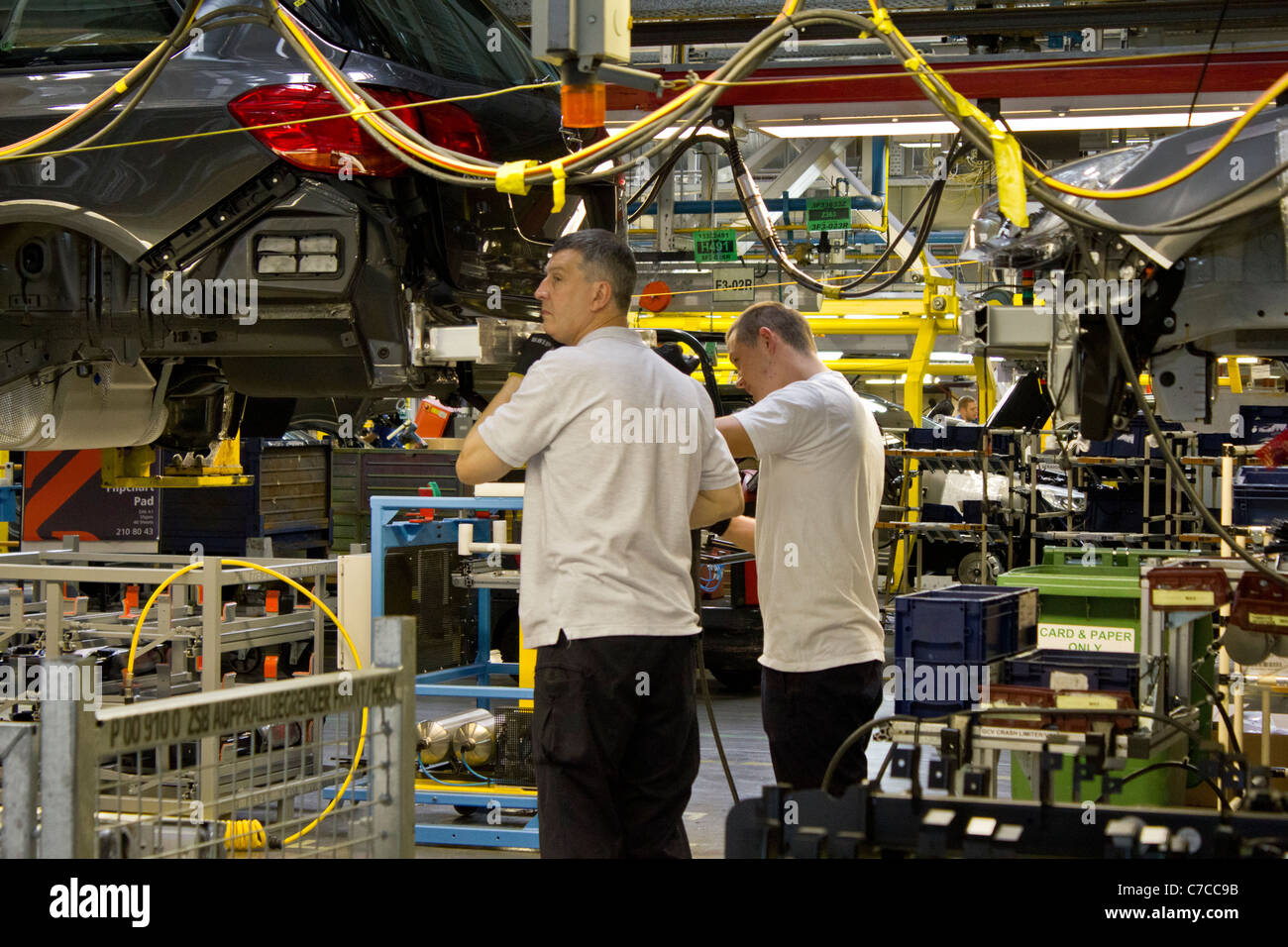 The assembly line at the Vauxhall Motors factory, Ellesmere Port