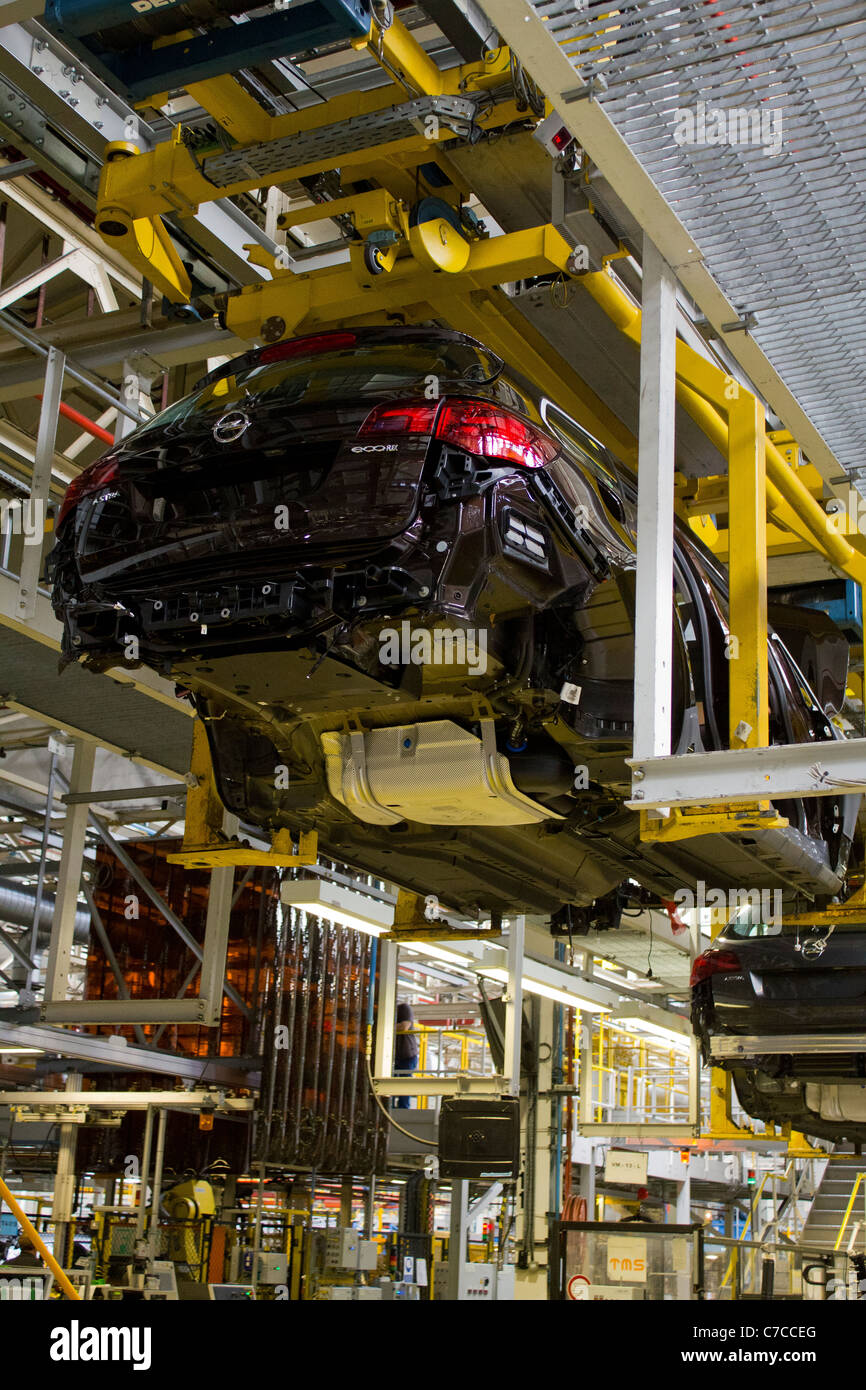The assembly line at the Vauxhall Motors factory, Ellesmere Port