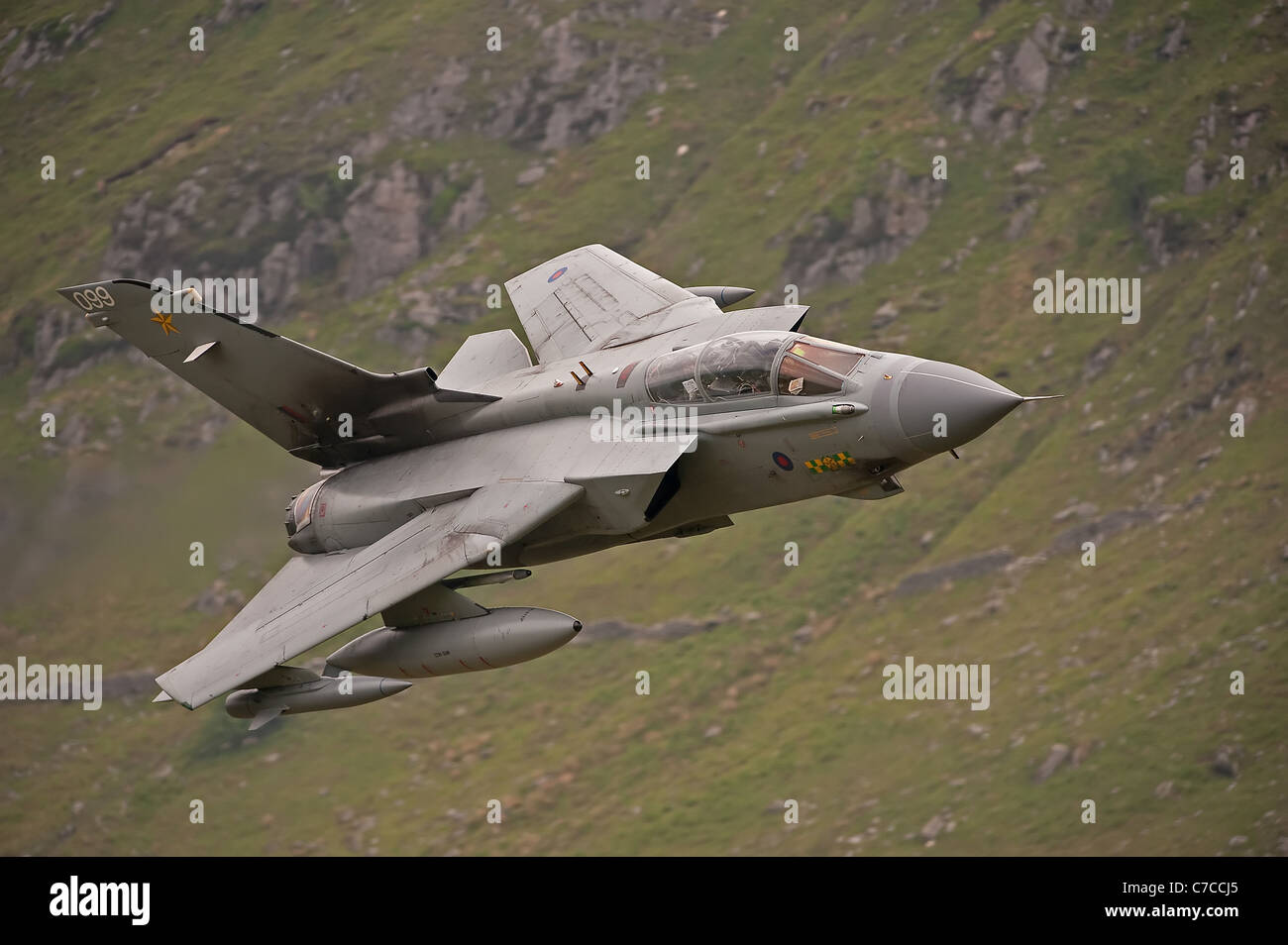 Panavia Tornado GR. 4 flying at low level in mid Wales Stock Photo