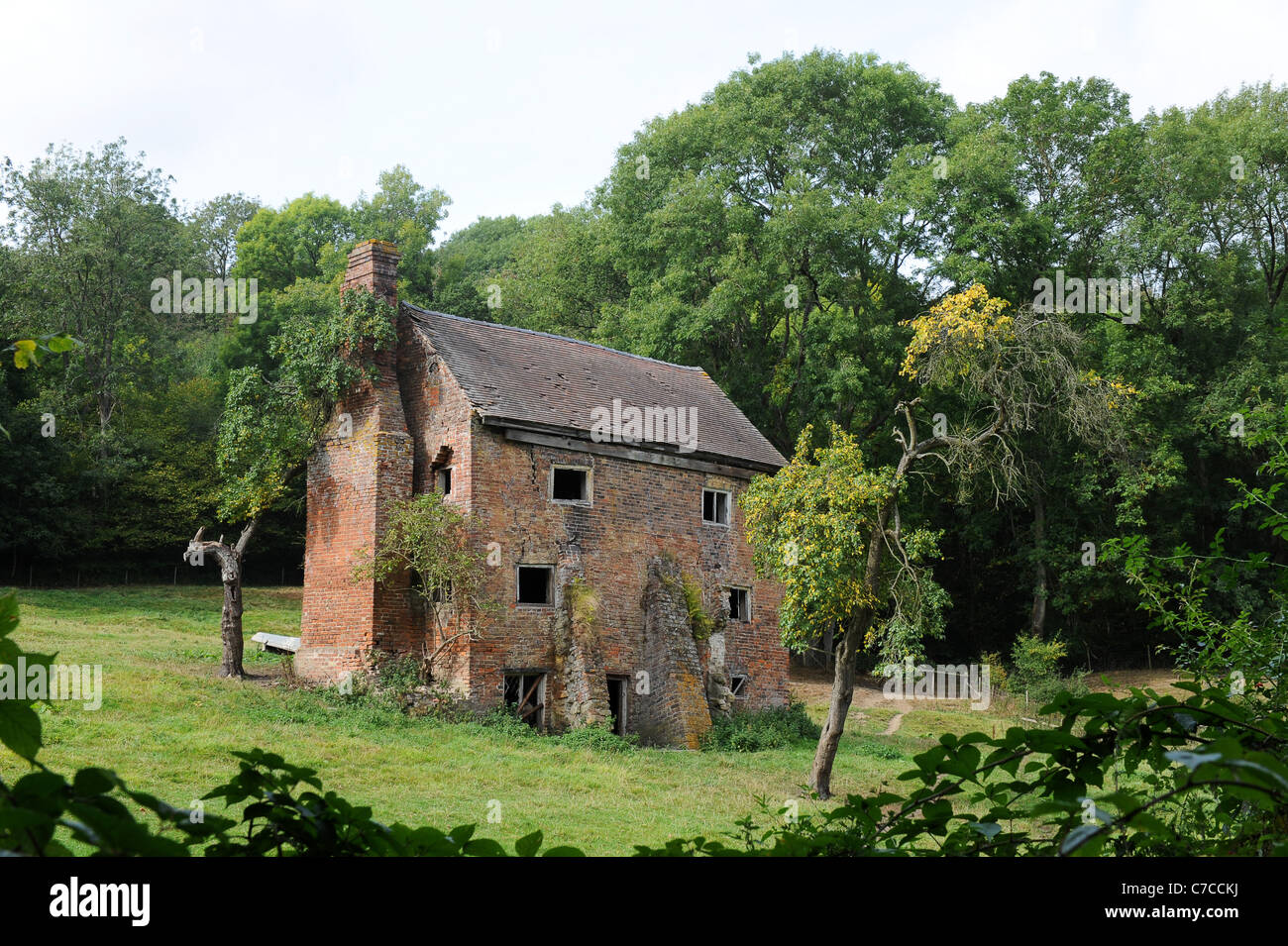 Derelict cottage in a Shropshire field England Uk Stock Photo