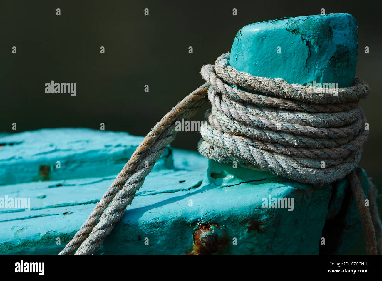 Rope on old sailing ship Stock Photo
