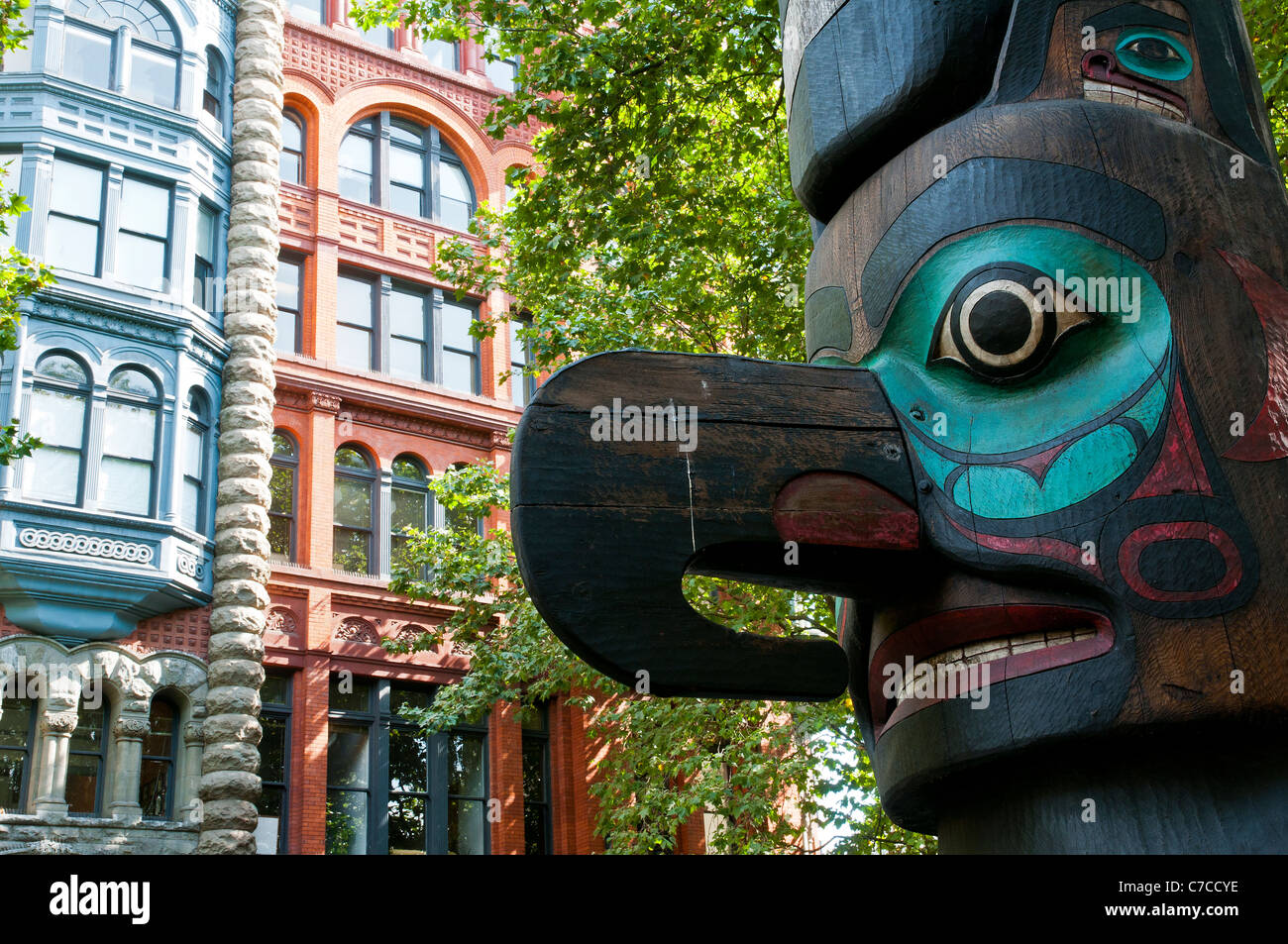 Pioneer square seattle totem hi-res stock photography and images - Alamy