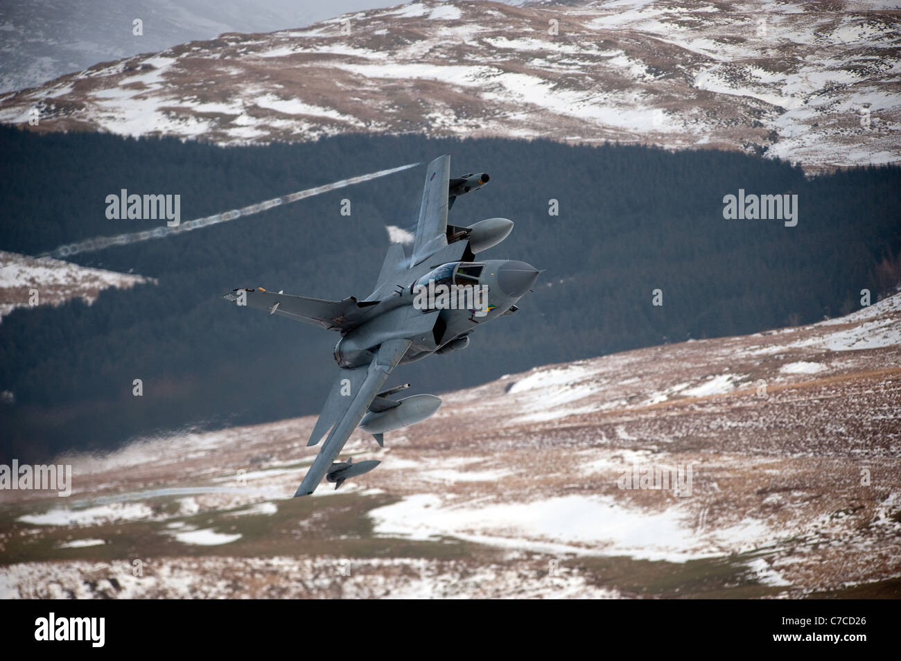 Panavia Tornado GR. 4 flying at low level in mid Wales Stock Photo