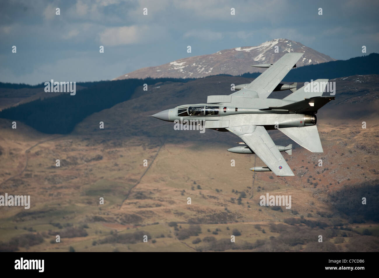 Panavia Tornado GR. 4 flying at low level in mid Wales Stock Photo