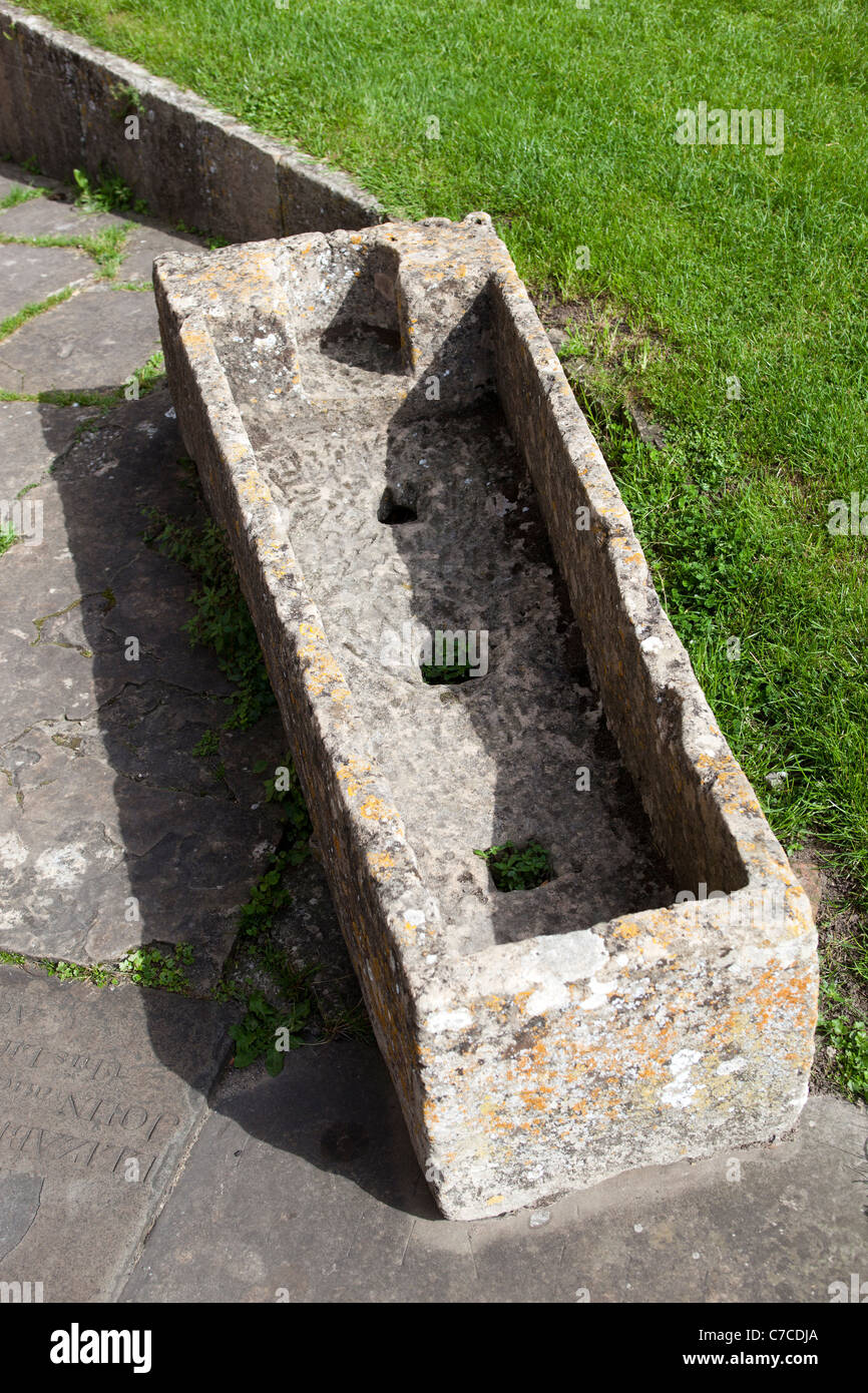Stone Coffin outside Malmesbury Abbey Stock Photo
