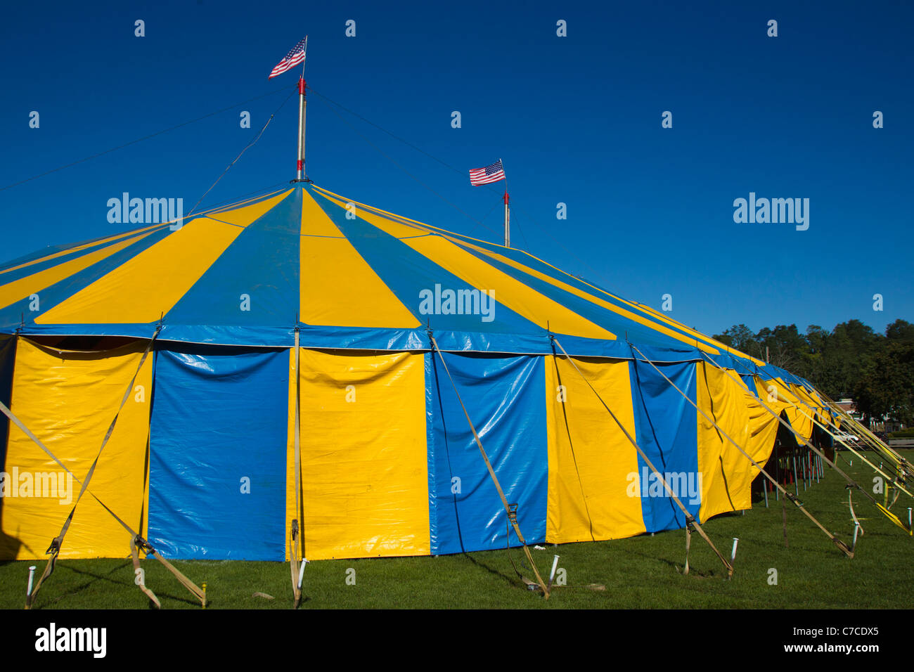 Circus tent with American flags Stock Photo