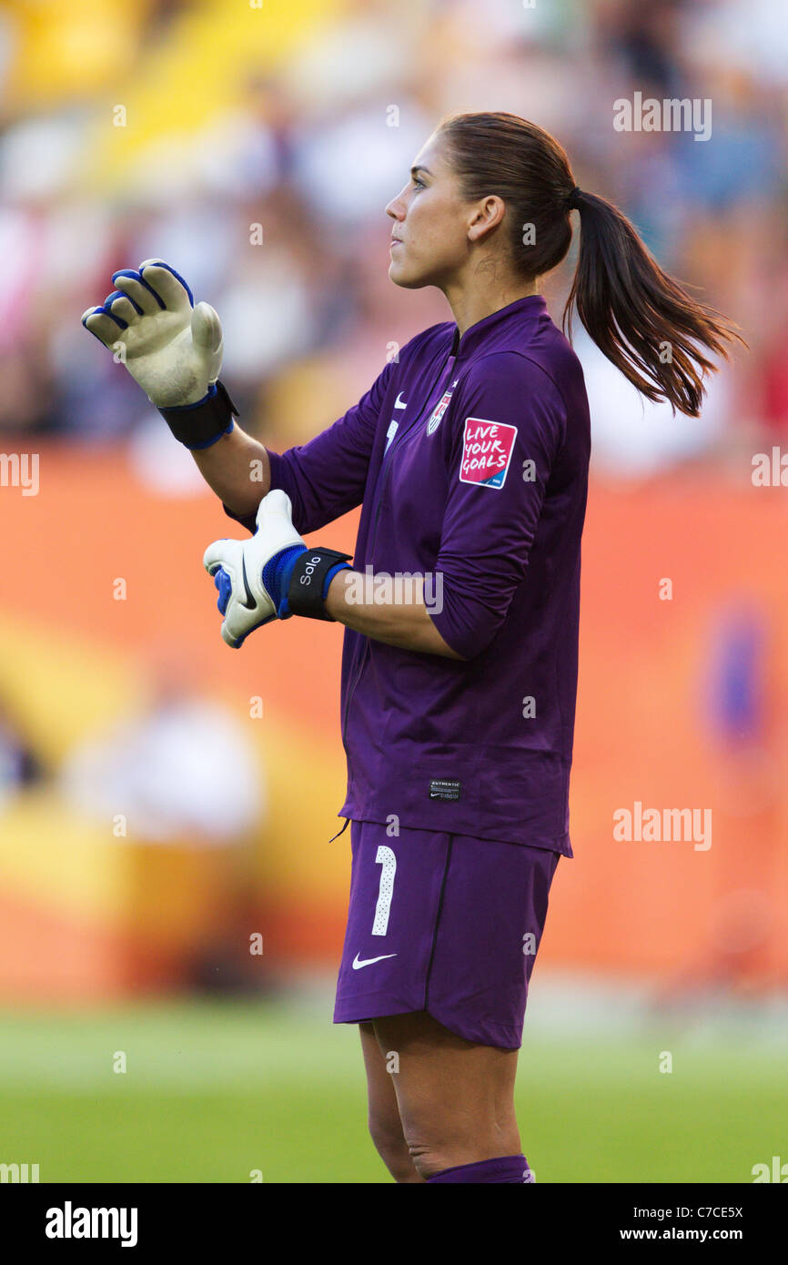 United States goalkeeper Hope Solo in action during a FIFA Women's