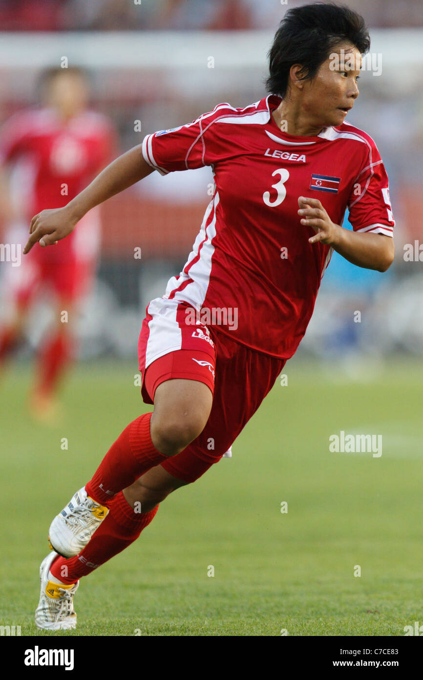 Un Byol Ho of North Korea in action during a FIFA Women's World Cup Group C match against the United States June 28, 2011. Stock Photo