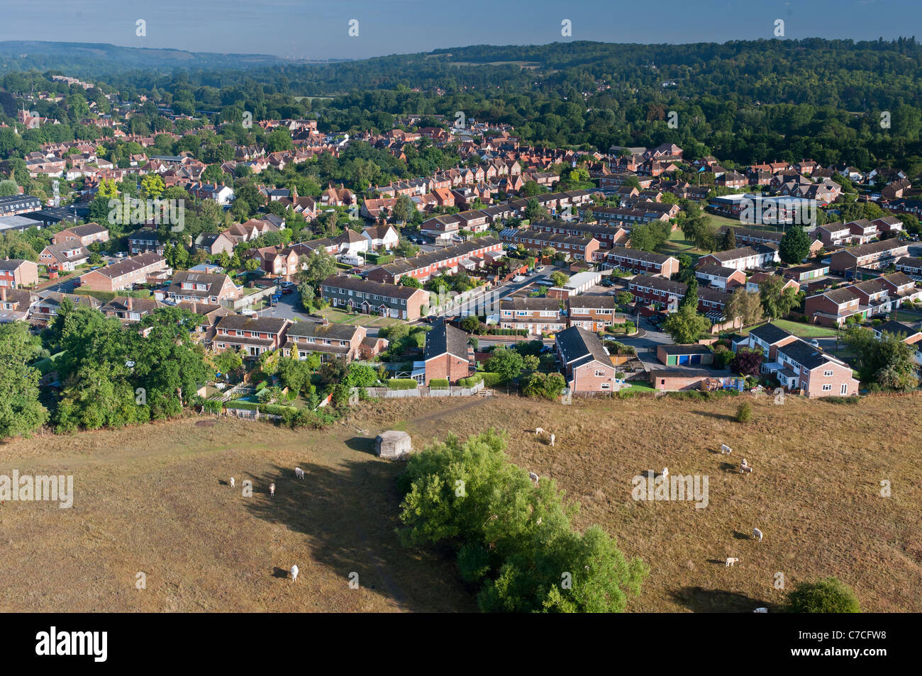 aerial view of residential housing, Berkshire, England Stock Photo