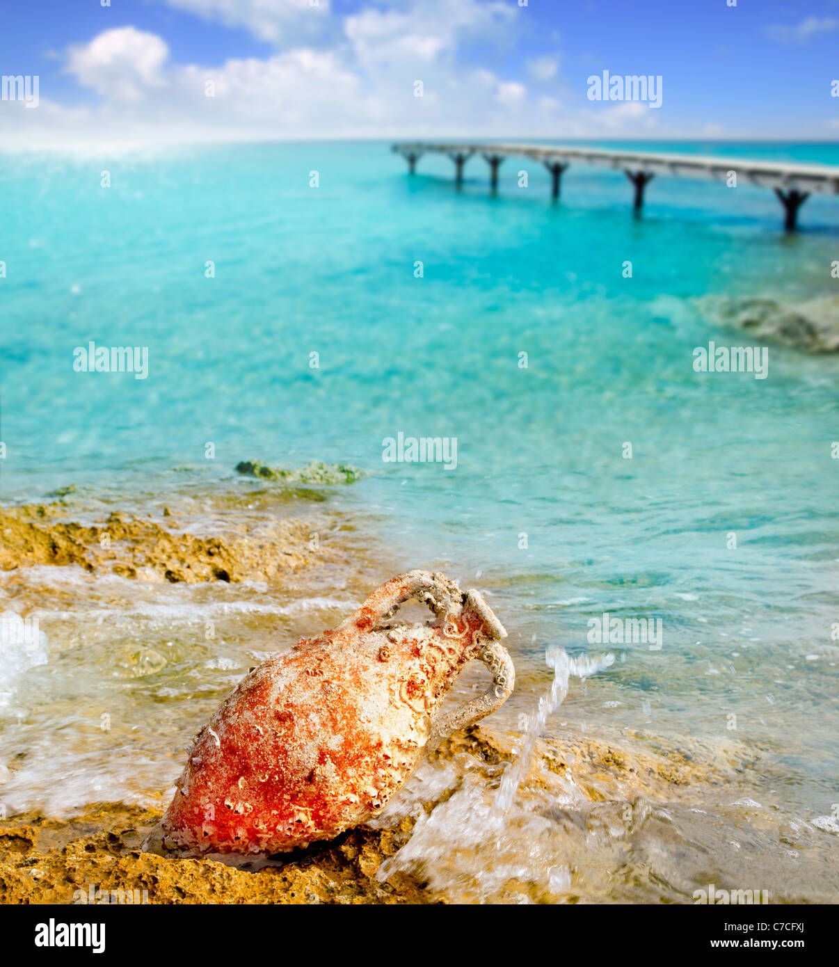 Fouling On Rocks Amphora roman clay pottery with marine fouling in Mediterranean rock ...