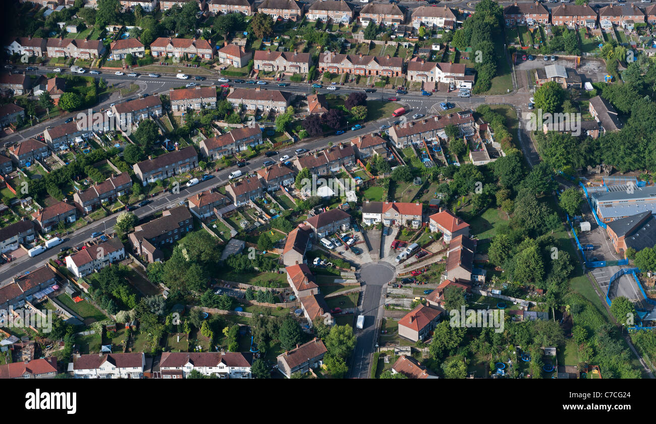 Aerial view of residential housing, Reading, Berkshire, England Stock Photo