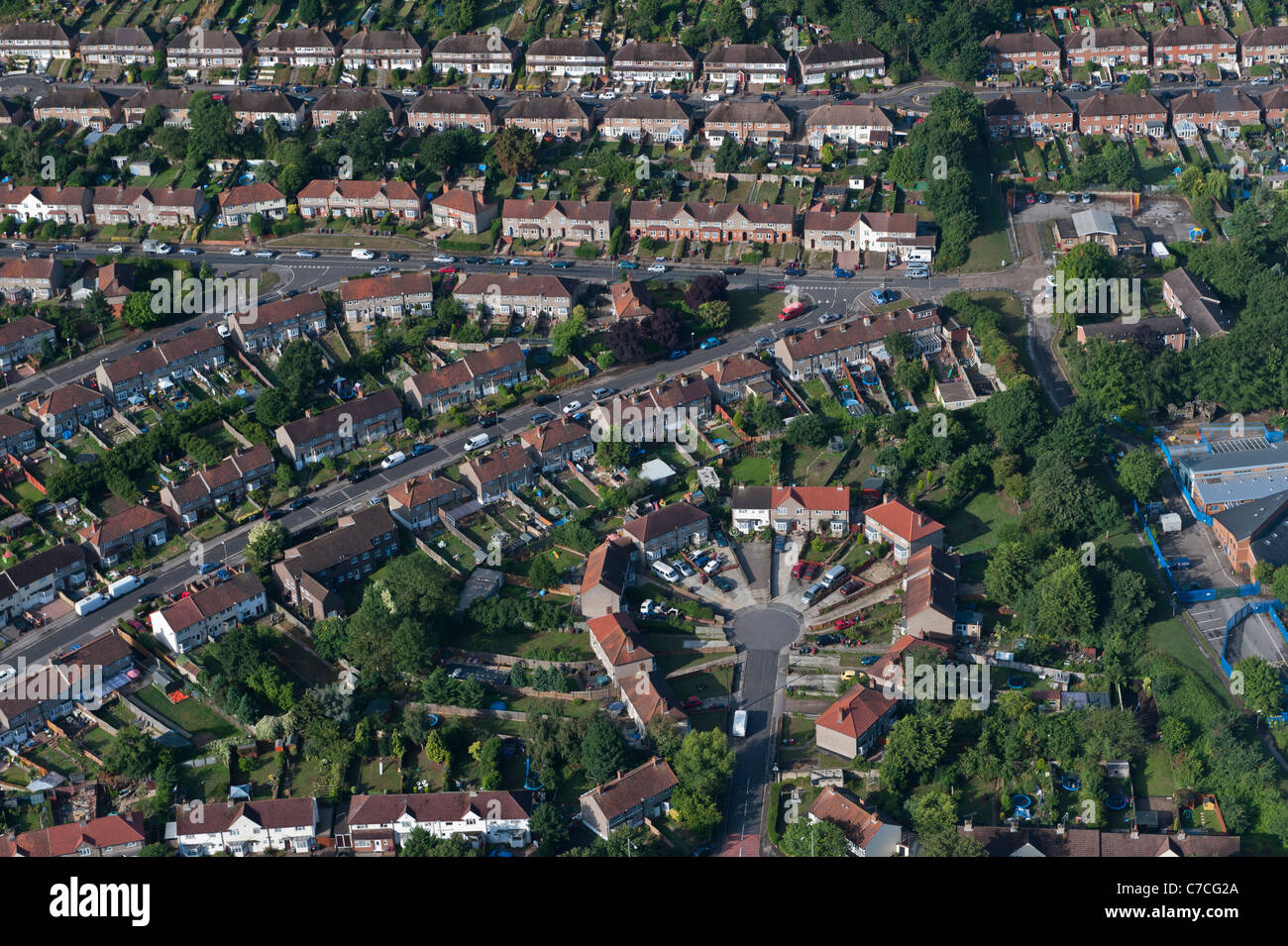 Aerial view of residential housing, Reading, Berkshire, UK Stock Photo