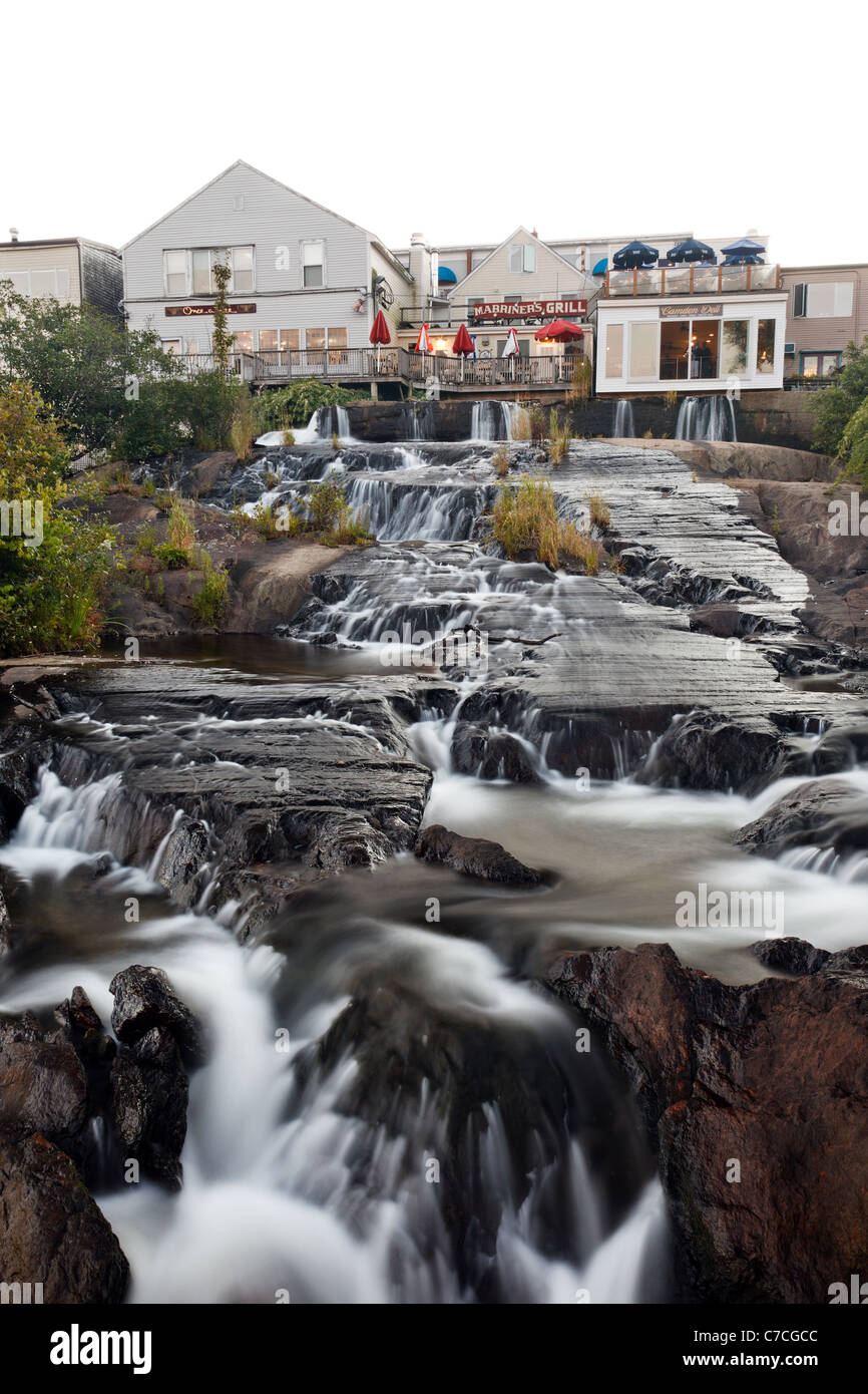 A view of the Camden, Maine waterfall before the fireworks begin at the