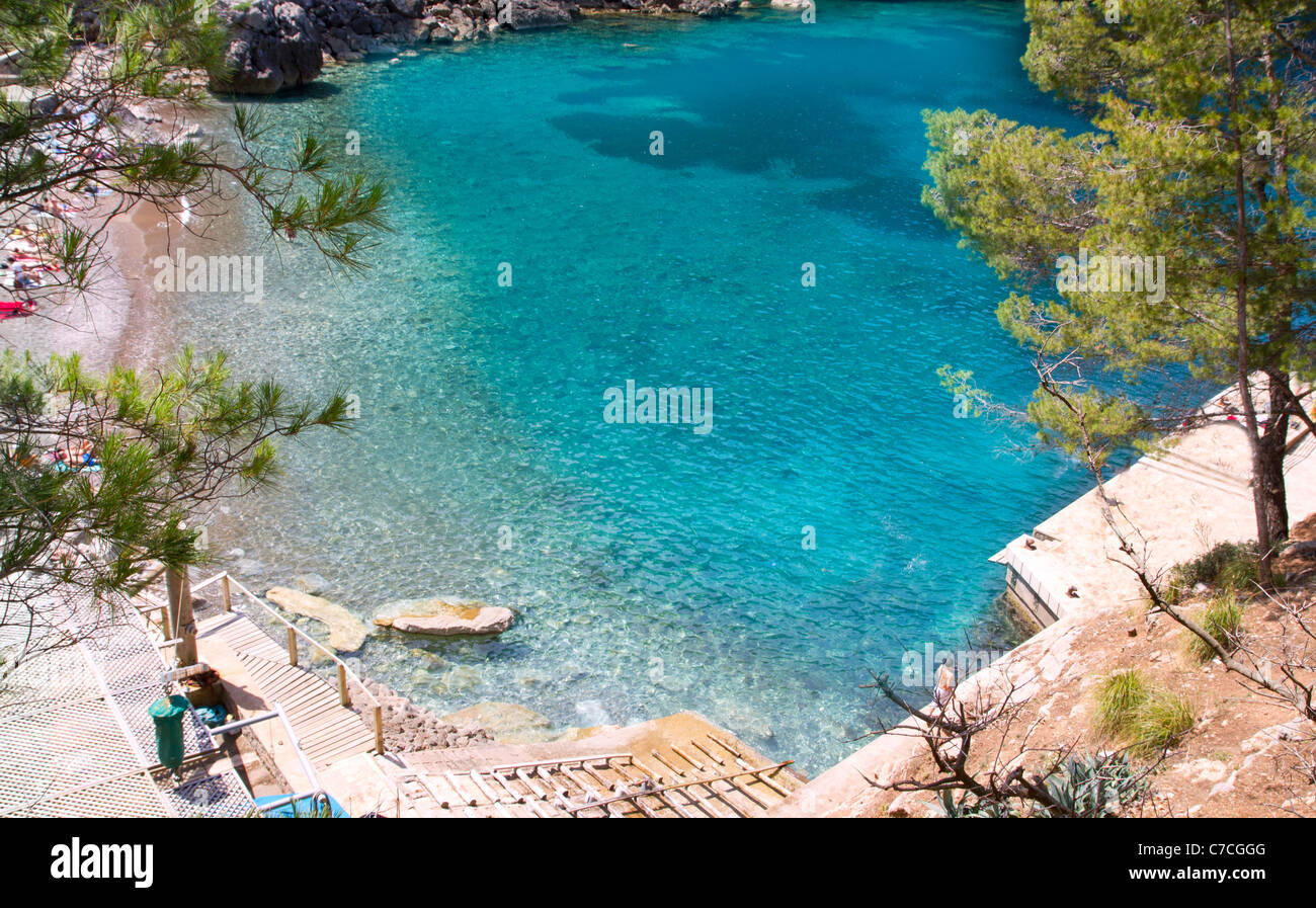 Escorca Sa Calobra beach in Mallorca balearic island from Spain Stock Photo
