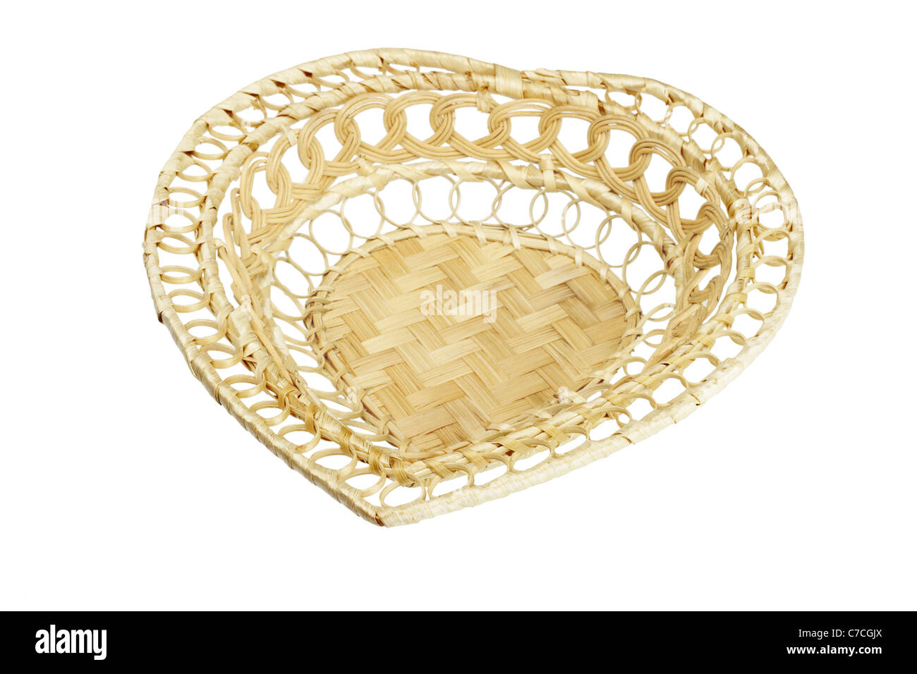 Heart shape gift basket on white background Stock Photo