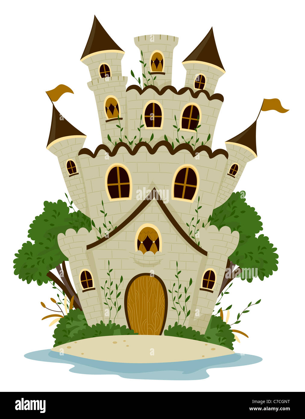 Castle among trees with Clipping Path Stock Photo - Alamy