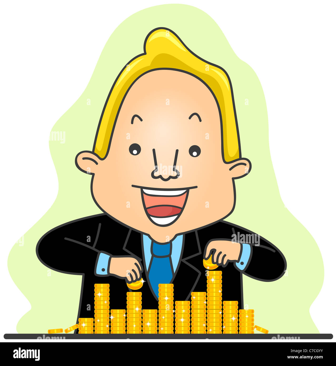 Businessman counting Gold Coins with Clipping Path Stock Photo Alamy