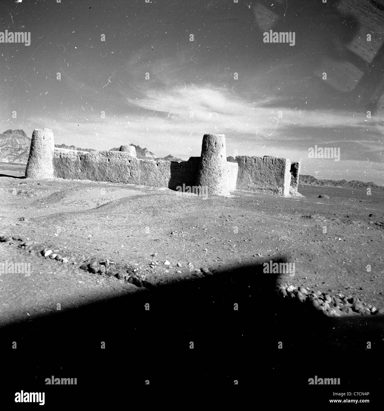 Distance view of ancient frontier fort in Pakistan, near border with ...
