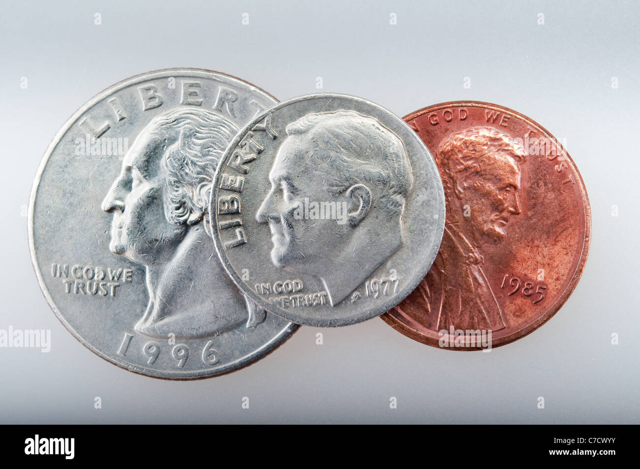 different U.S. coins as a simple background Stock Photo Alamy