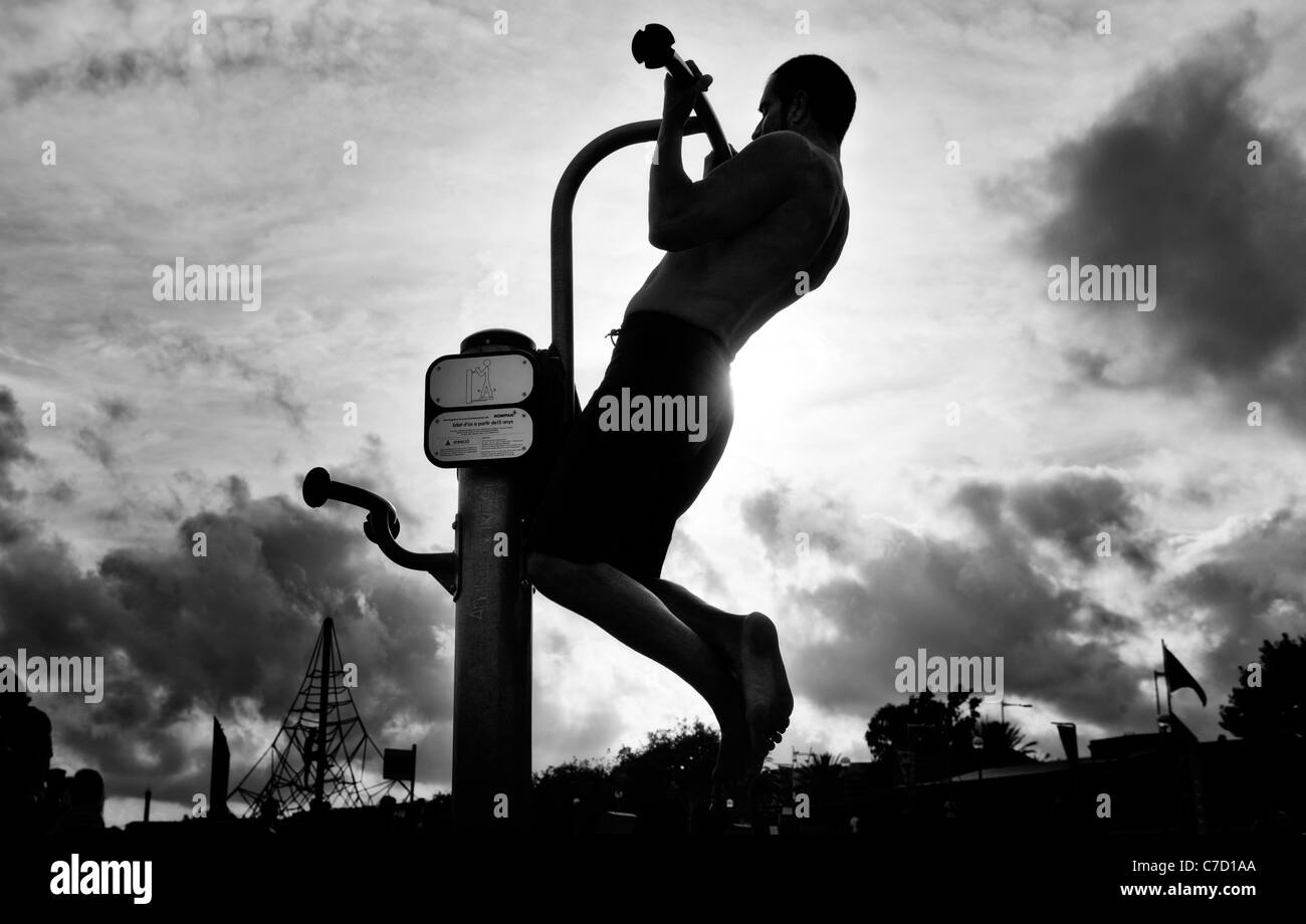 Outdoor gym Black and White Stock Photos & Images - Alamy
