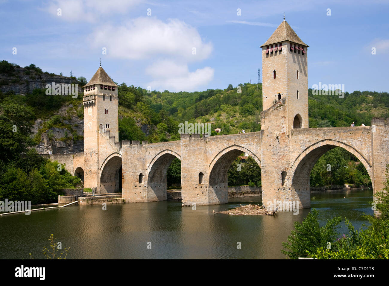 Lot River, Cahors, 46, Lot, Midi Pyrenees, South West, France, Europe Stock Photo