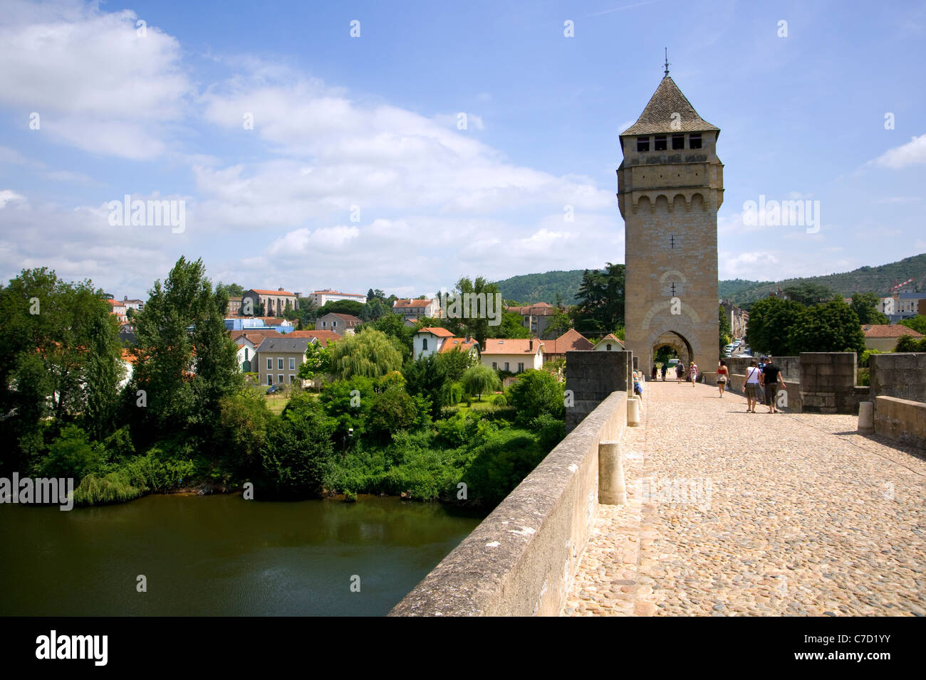 Lot River, Cahors, 46, Lot, Midi Pyrenees, South West, France, Europe Stock Photo
