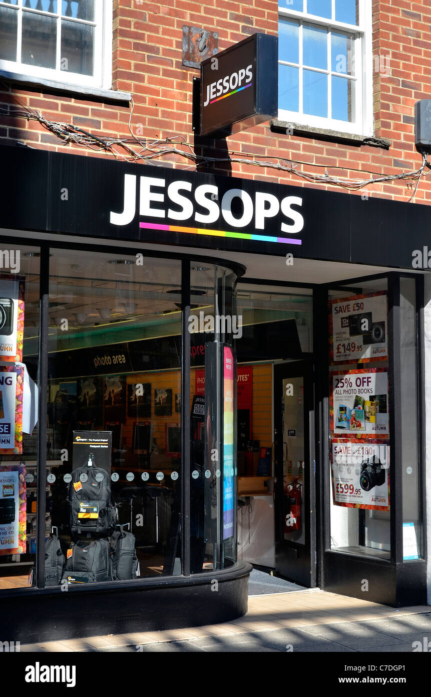 Shops in Winchester High Street, Winchester, Hampshire, England on a