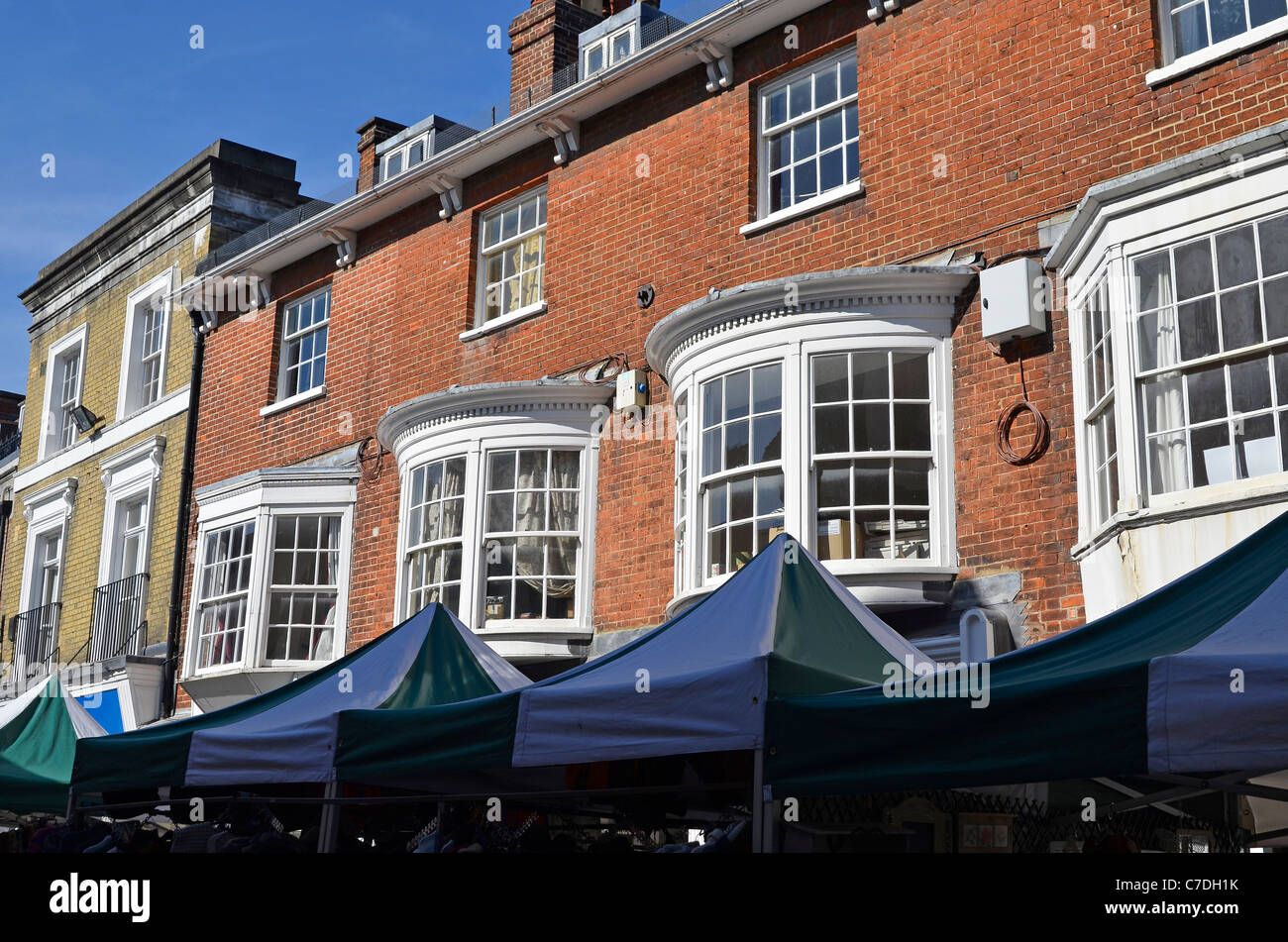 Shops in Winchester High Street, Winchester, Hampshire, England on a