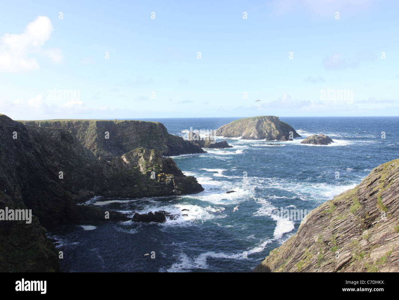 rugged coast of St Ninian's Isle Shetland Islands Scotland September 2011 Stock Photo