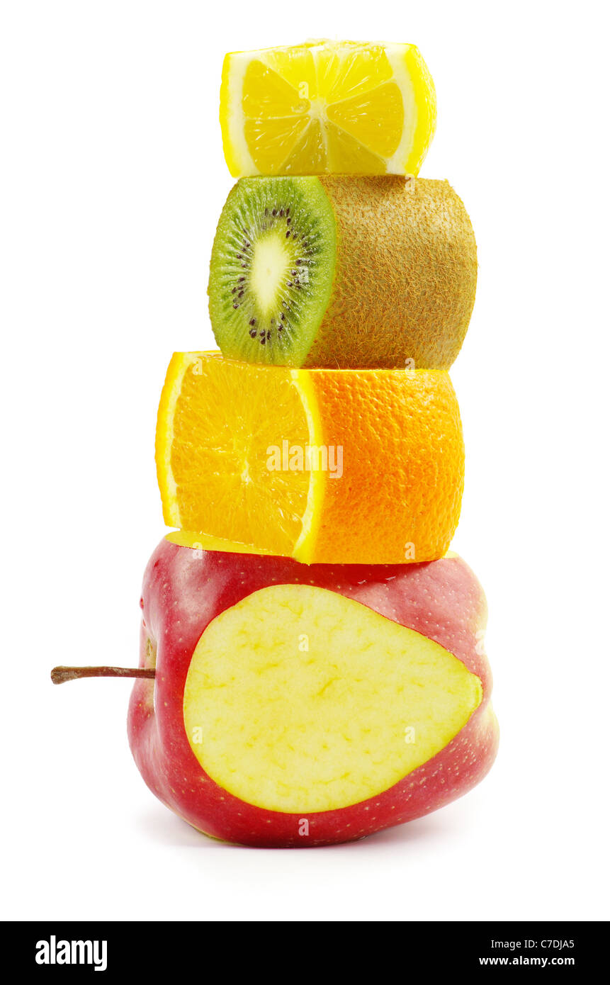 mixed fruit isolated on white Stock Photo