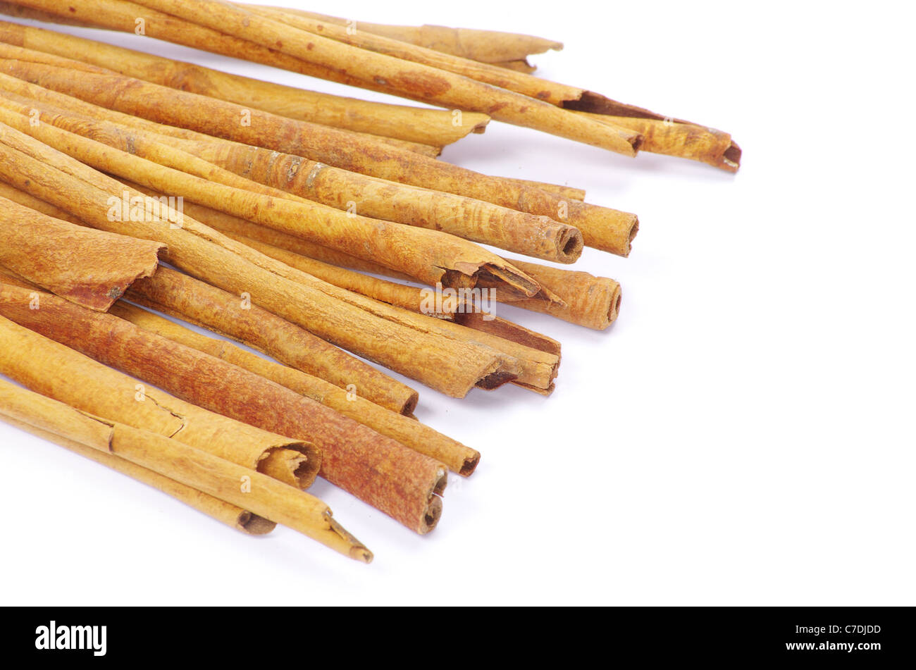 cinnamon bark on a white background Stock Photo