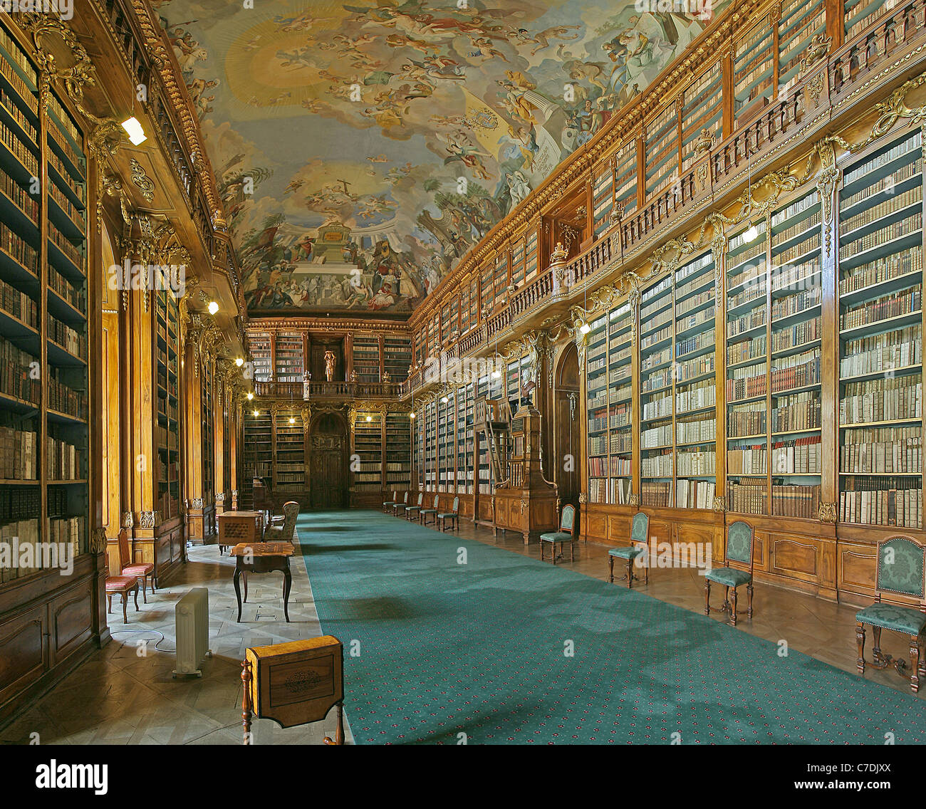 library hall in a baroque monastery Stock Photo