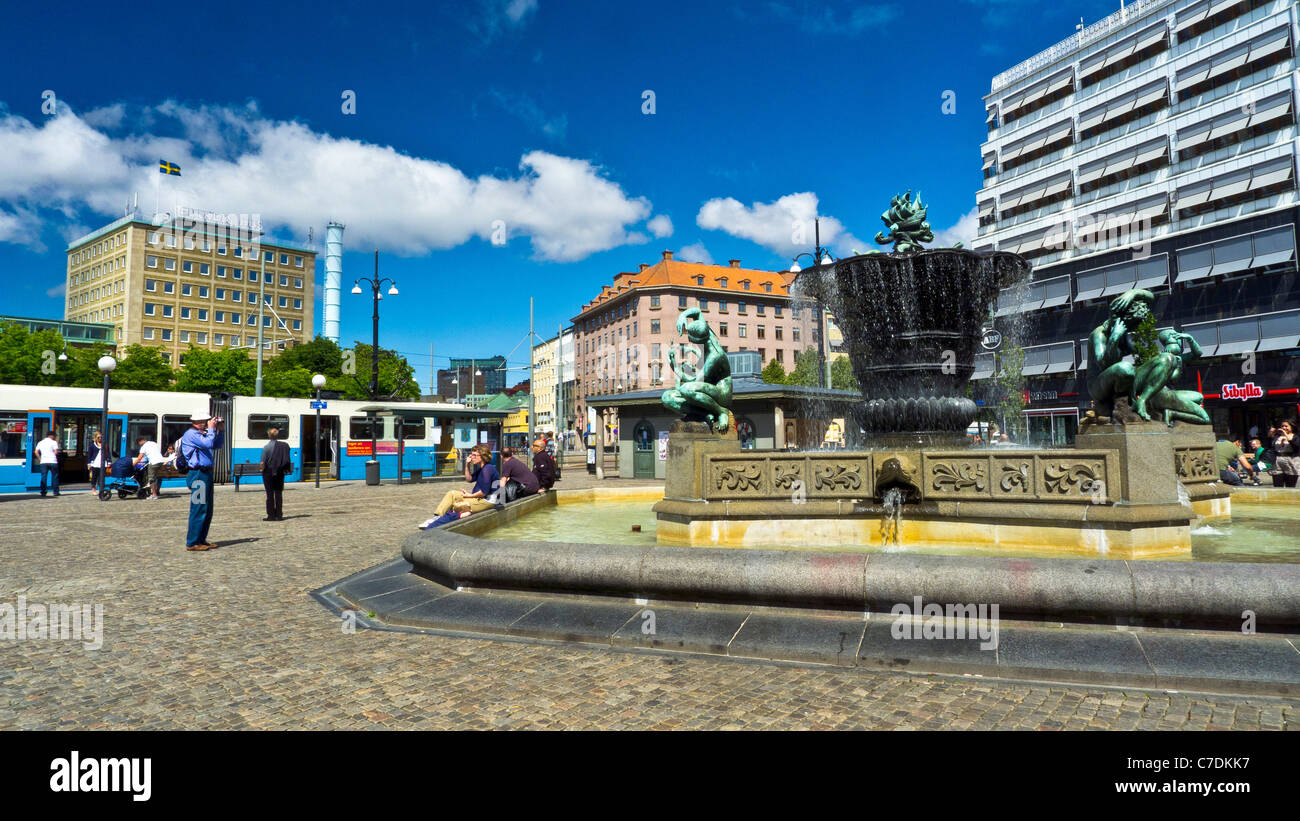 Water fountain in Göteborg or Gothenburg, Sweden Stock Photo