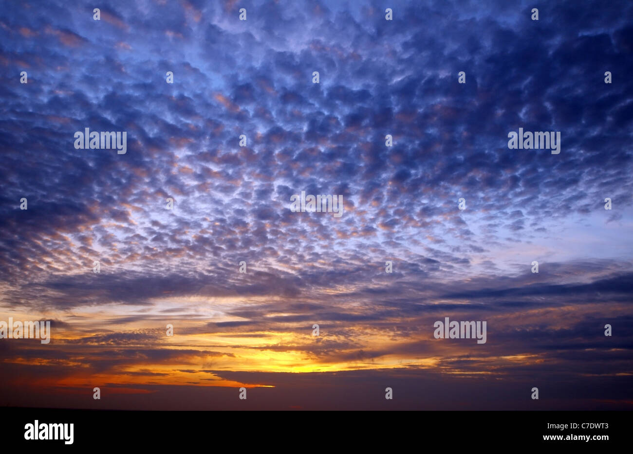 Sunset sky with clouds, Cape Tarhankut, Tarhan Qut, Crimea, Ukraine Stock Photo
