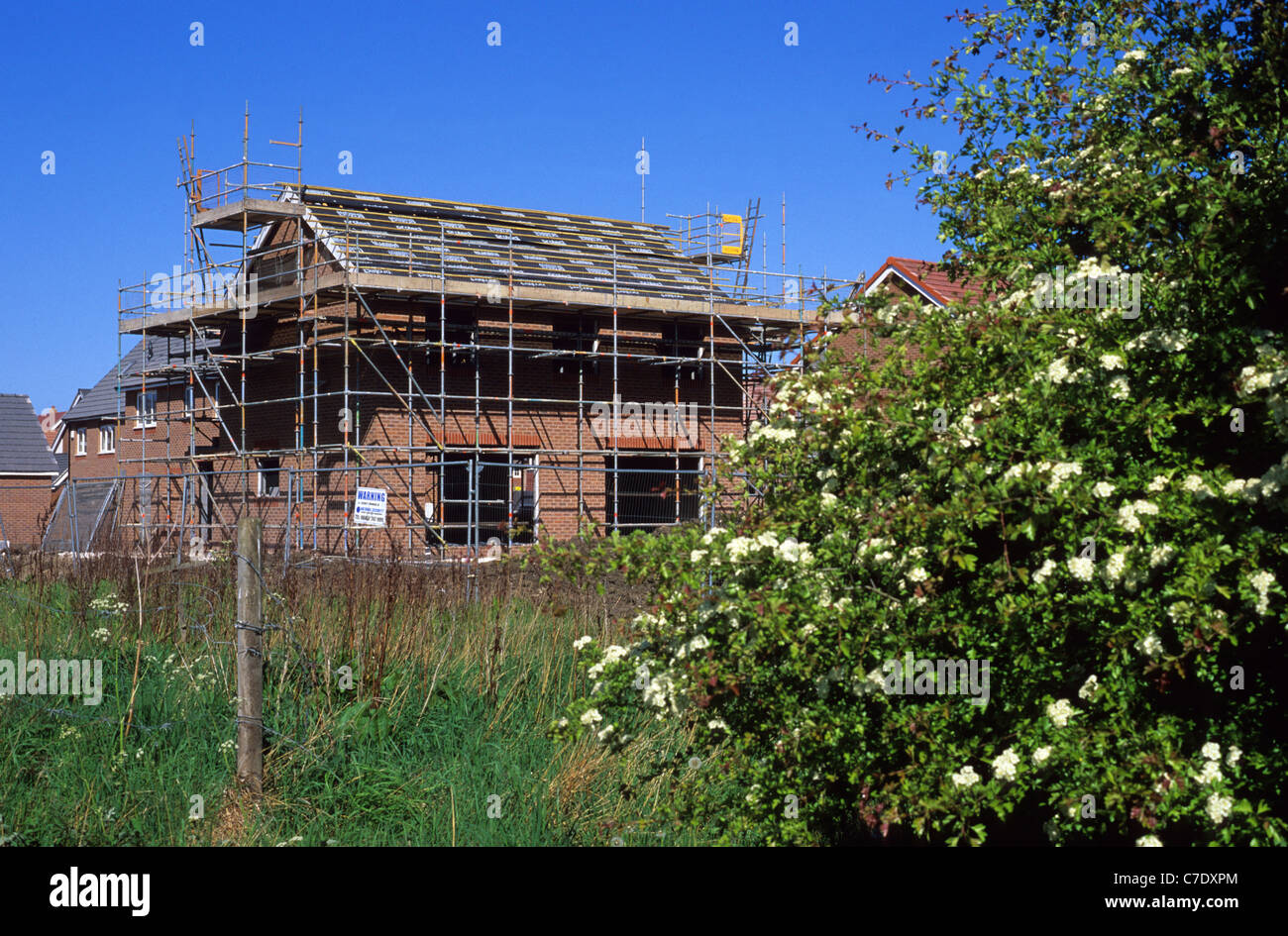 unfinished new house on building site near Leeds Yorkshire UK Stock Photo