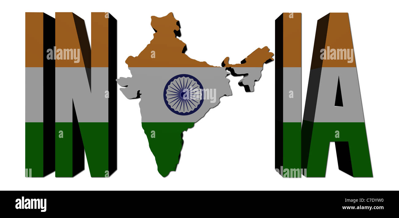 India map text with flag illustration Stock Photo - Alamy