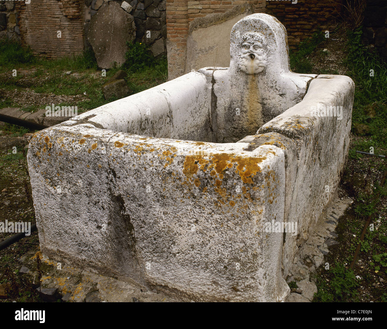 Public fountain at the roman Forum. Herculaneum. Italy. Stock Photo