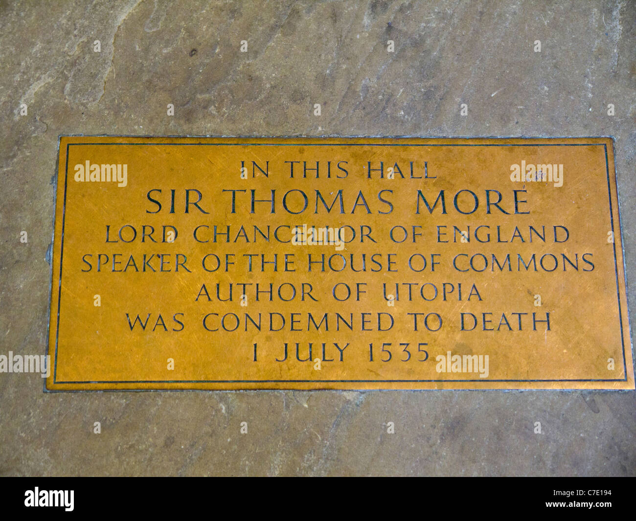 Floor Plaque in Westminster Hall in London, the Capital City of England
