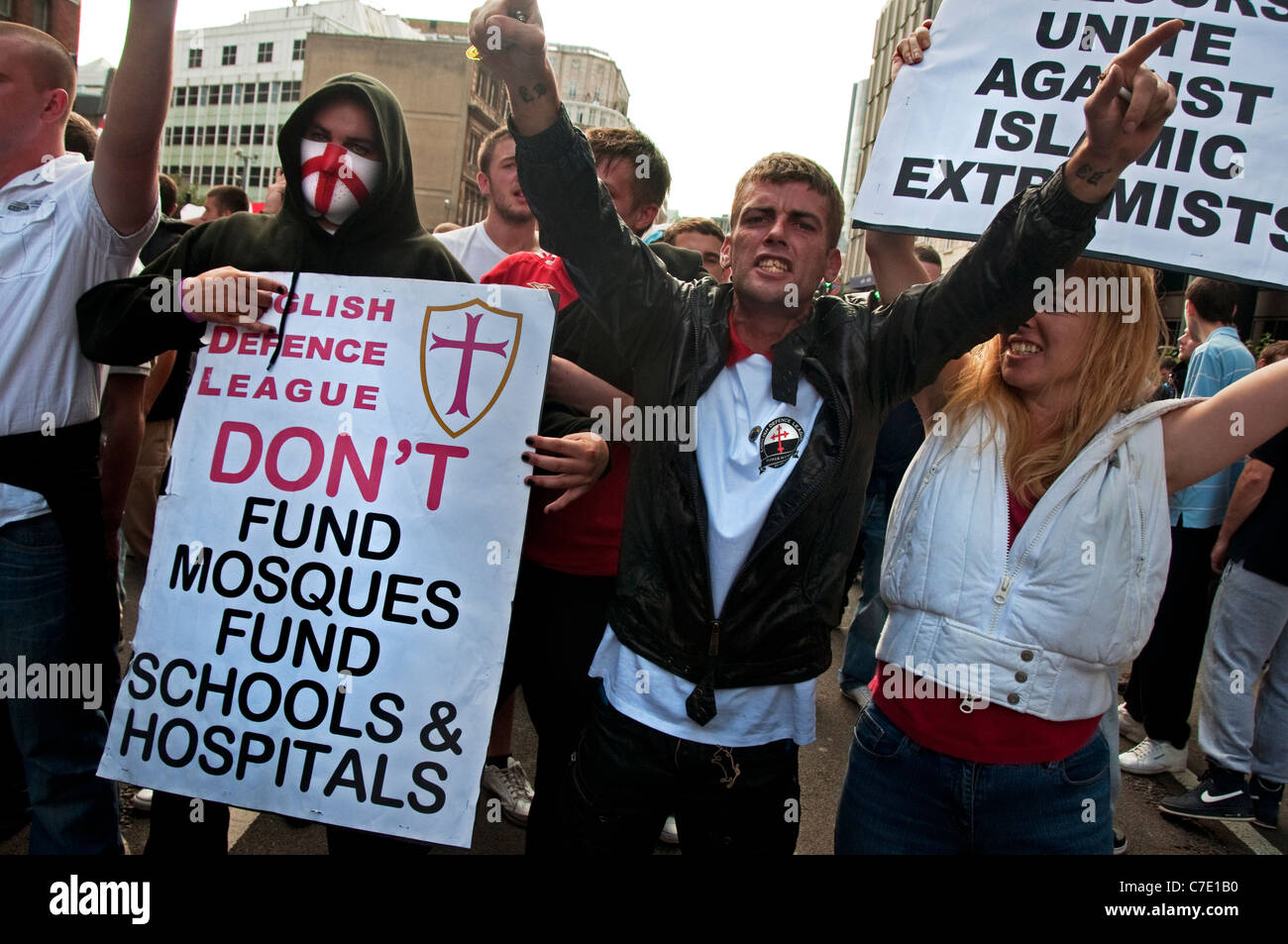 English Defence League EDL  march through Tower Hamlets London East End despite banning of march 3.9.2011 Stock Photo