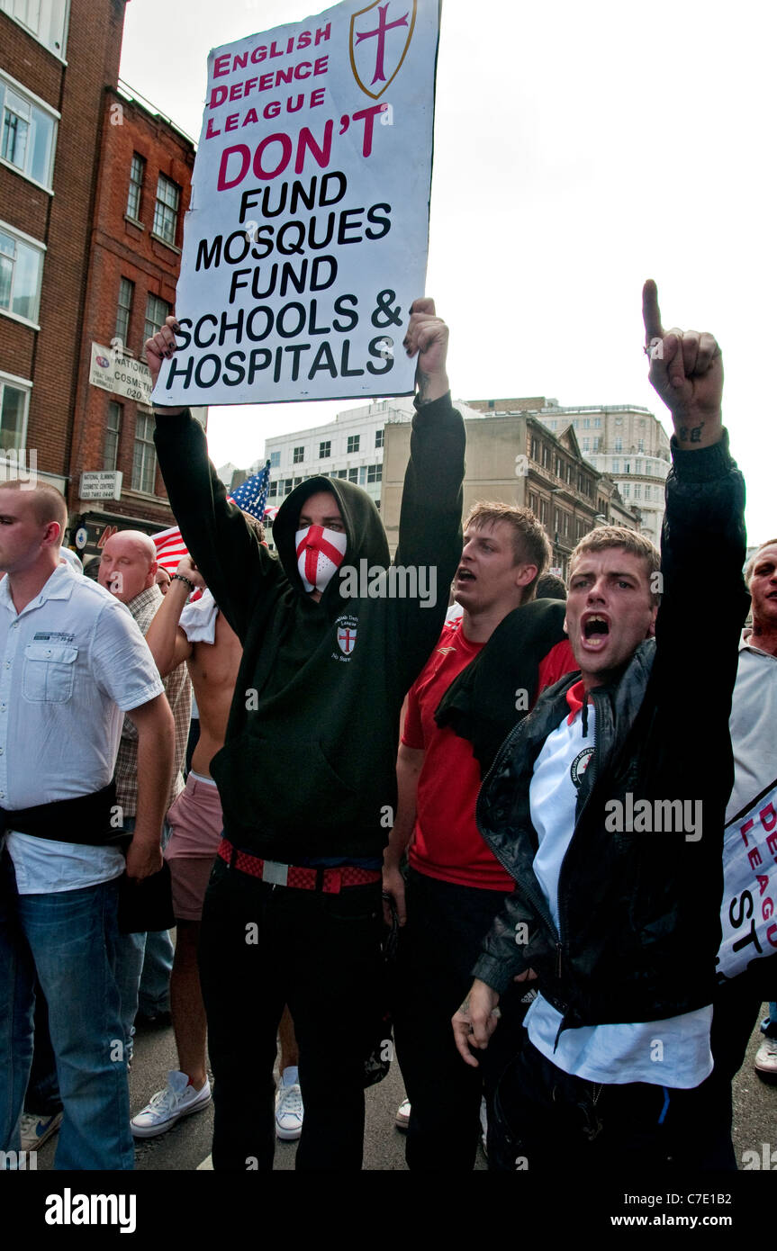 English Defence League EDL  march through Tower Hamlets London East End despite banning of march 3.9.2011 Stock Photo